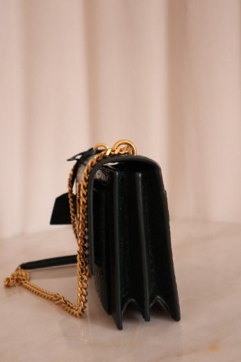 YSL Green Embossed Croco Sunset Medium Bag-handbag-YSL-The Closet Egypt