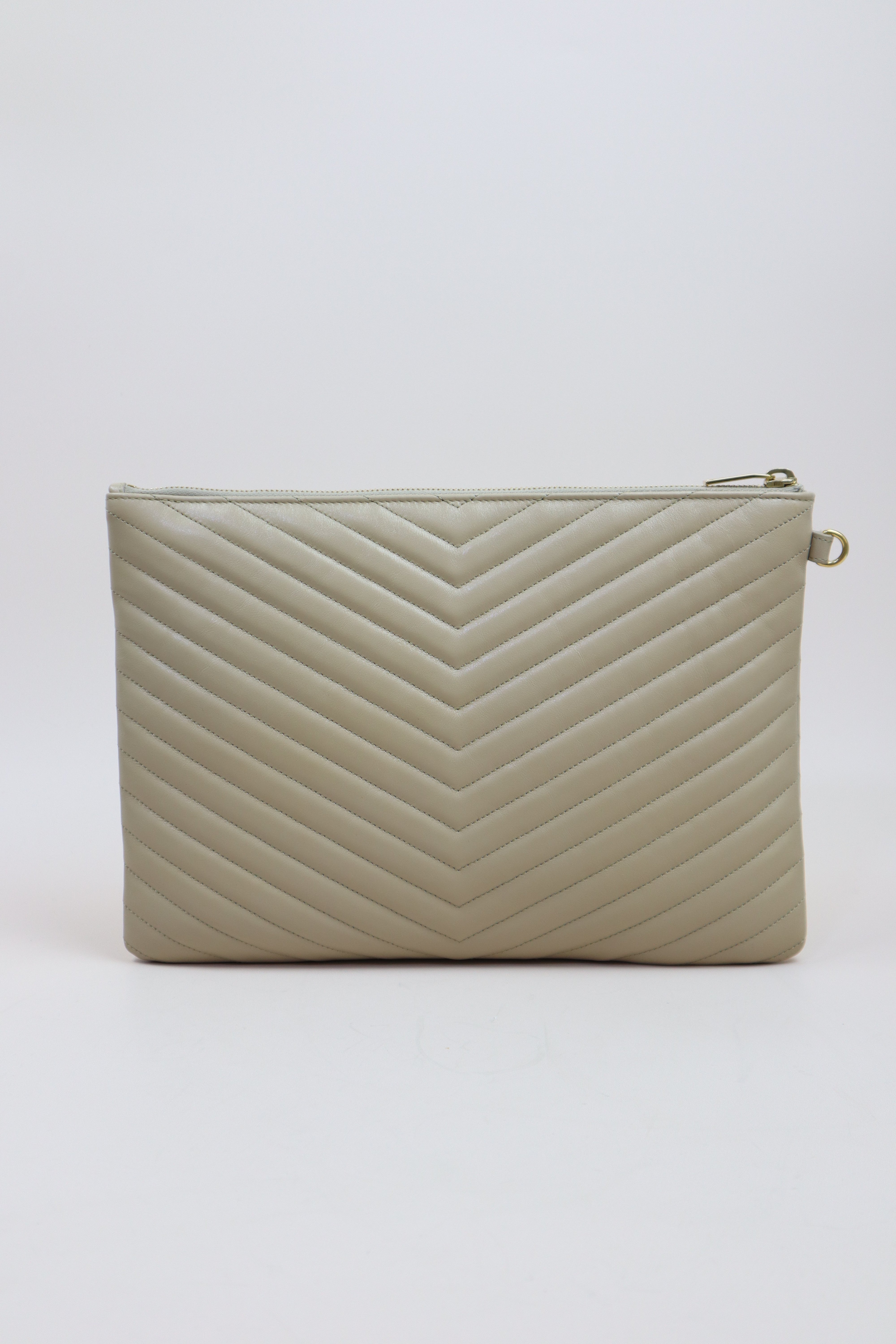 YSL Beige Zip Tablet Cassandre Pouch