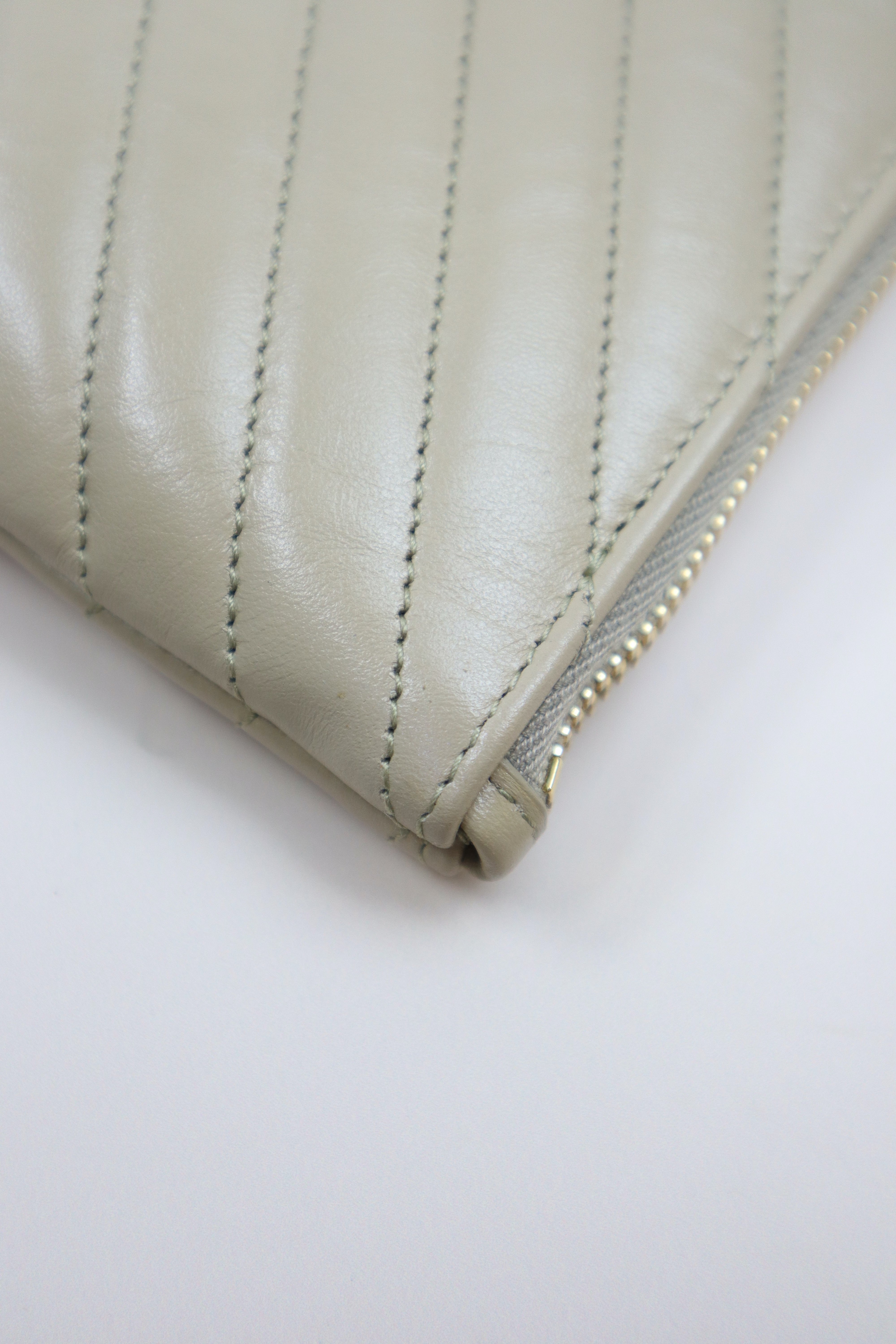 YSL Beige Zip Tablet Cassandre Pouch