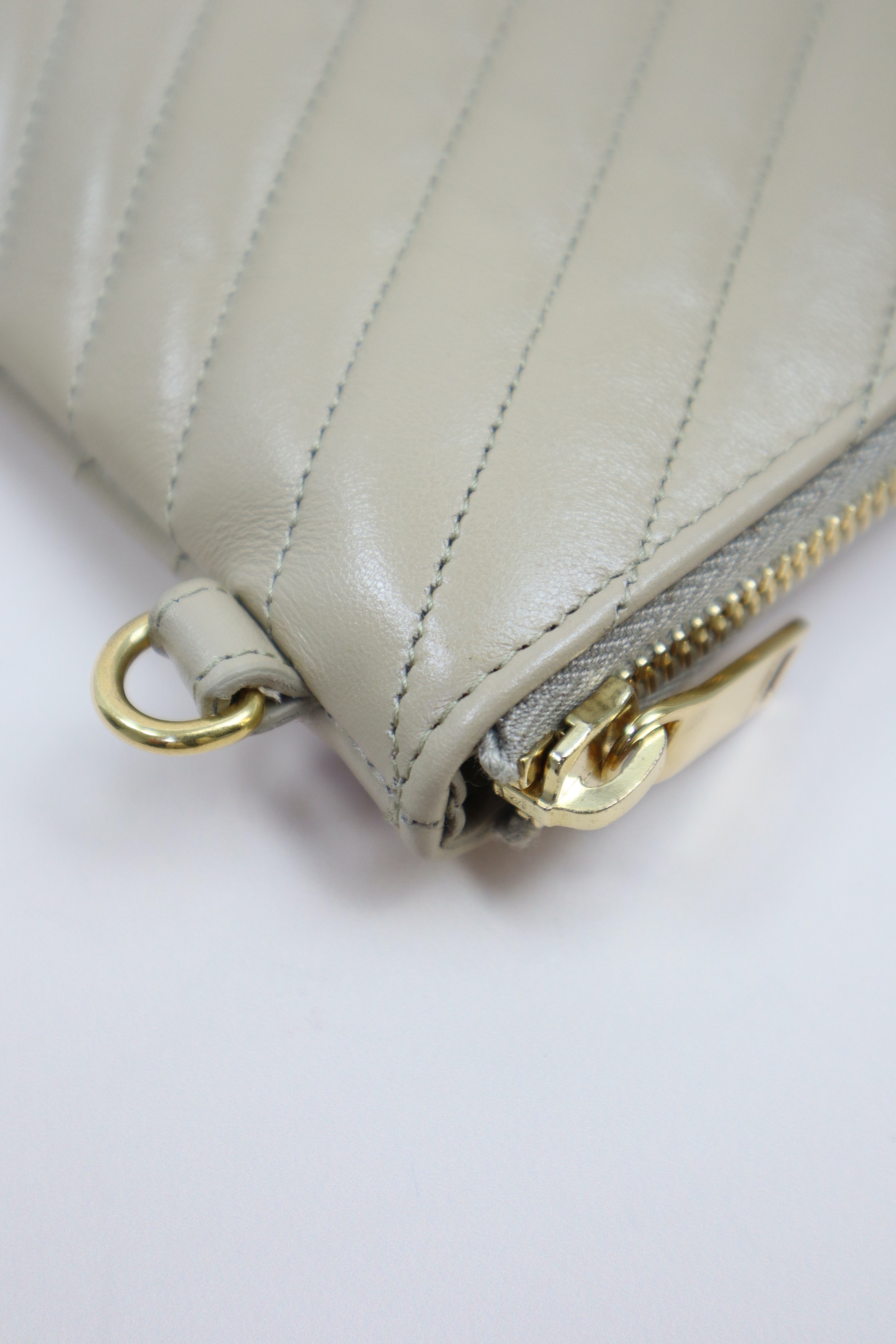 YSL Beige Zip Tablet Cassandre Pouch