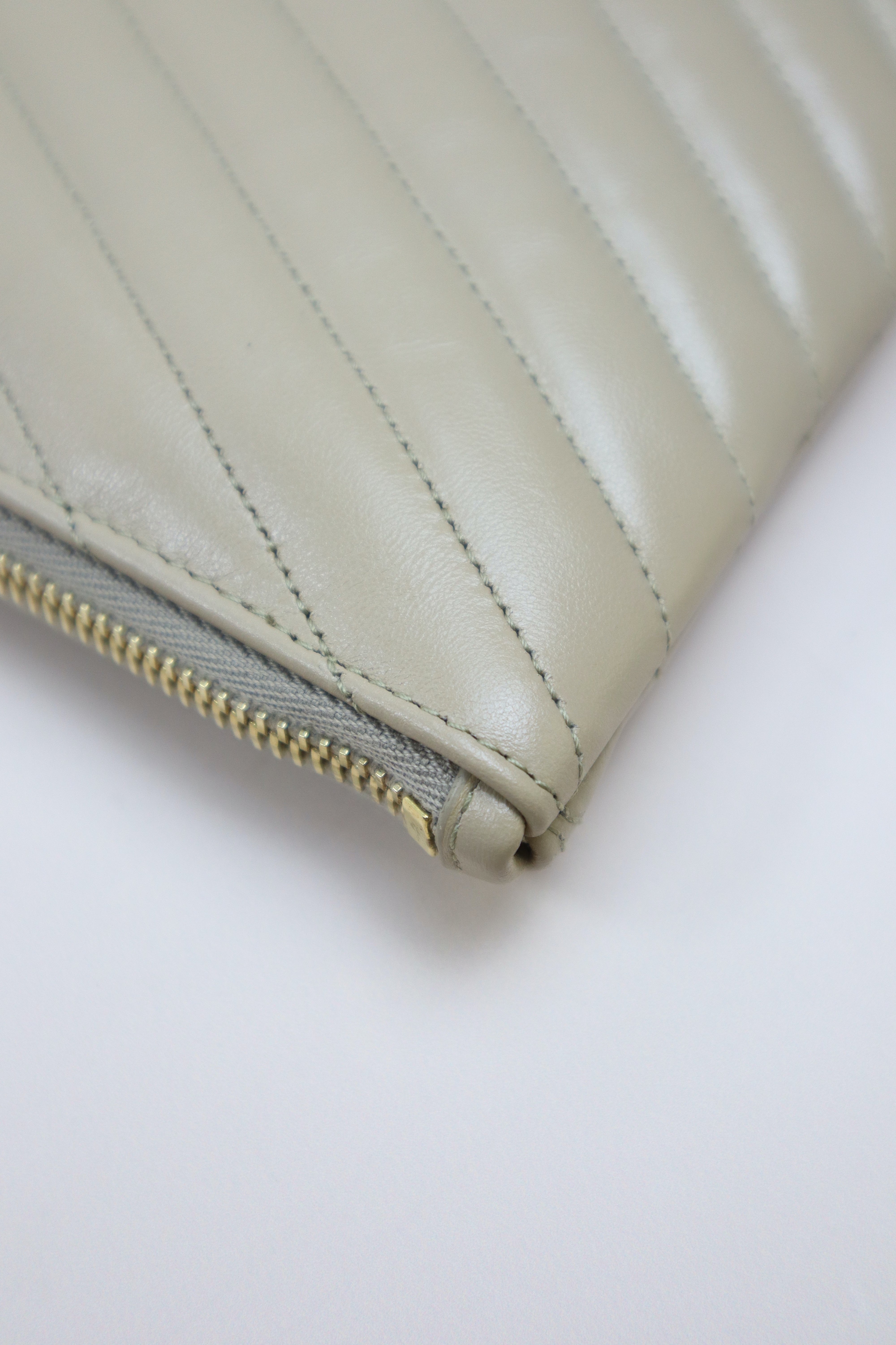 YSL Beige Zip Tablet Cassandre Pouch
