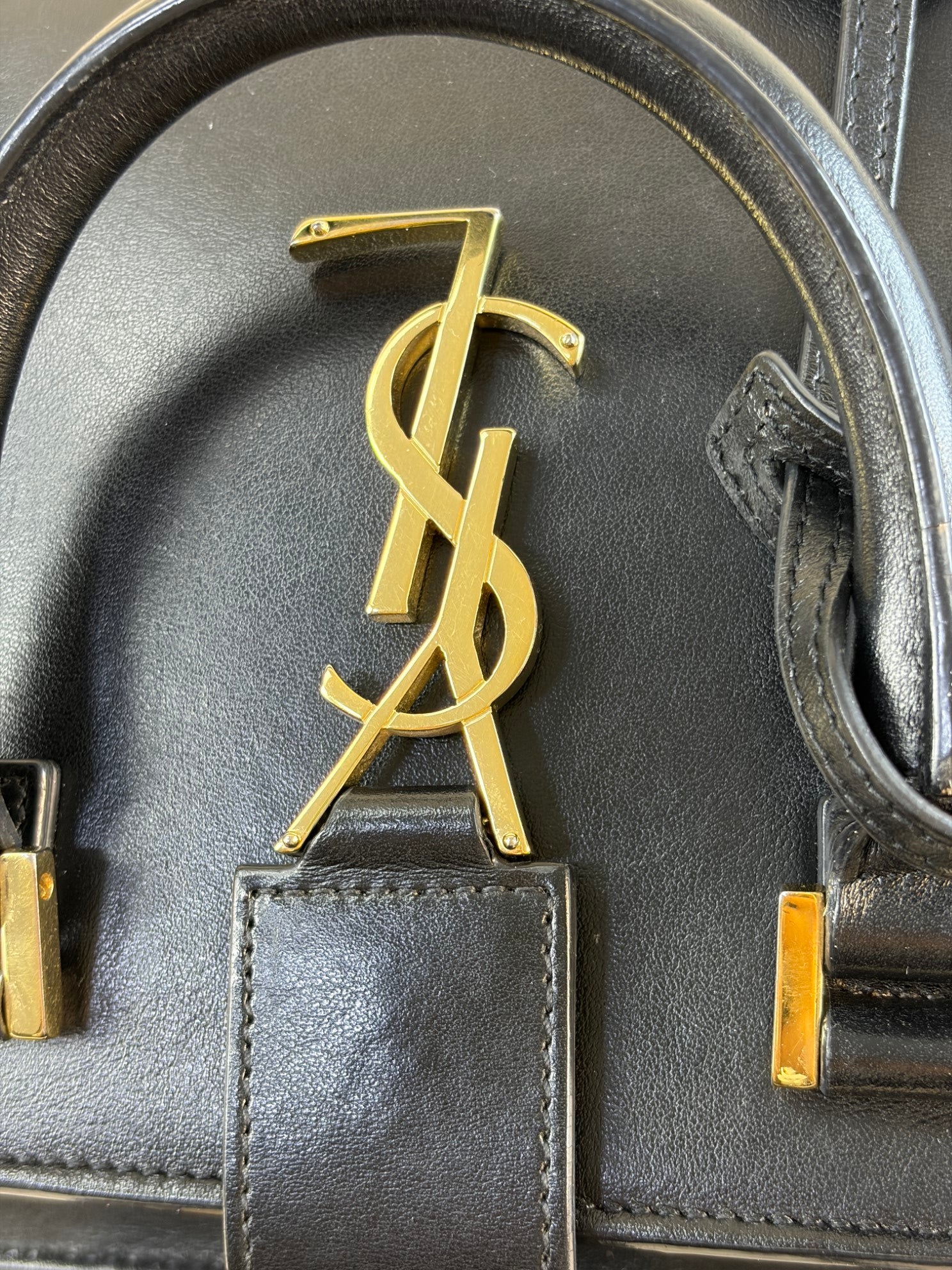 YSL Black Monogram Baby Cabas Tote Bag