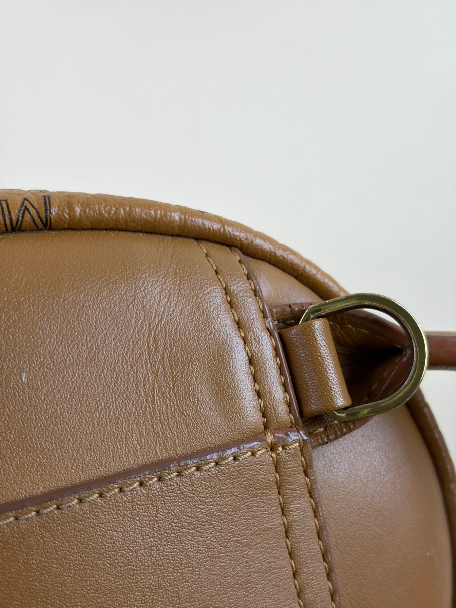 MCM Camel Stark Bebe Boo Studs Visetos Backpack Bag