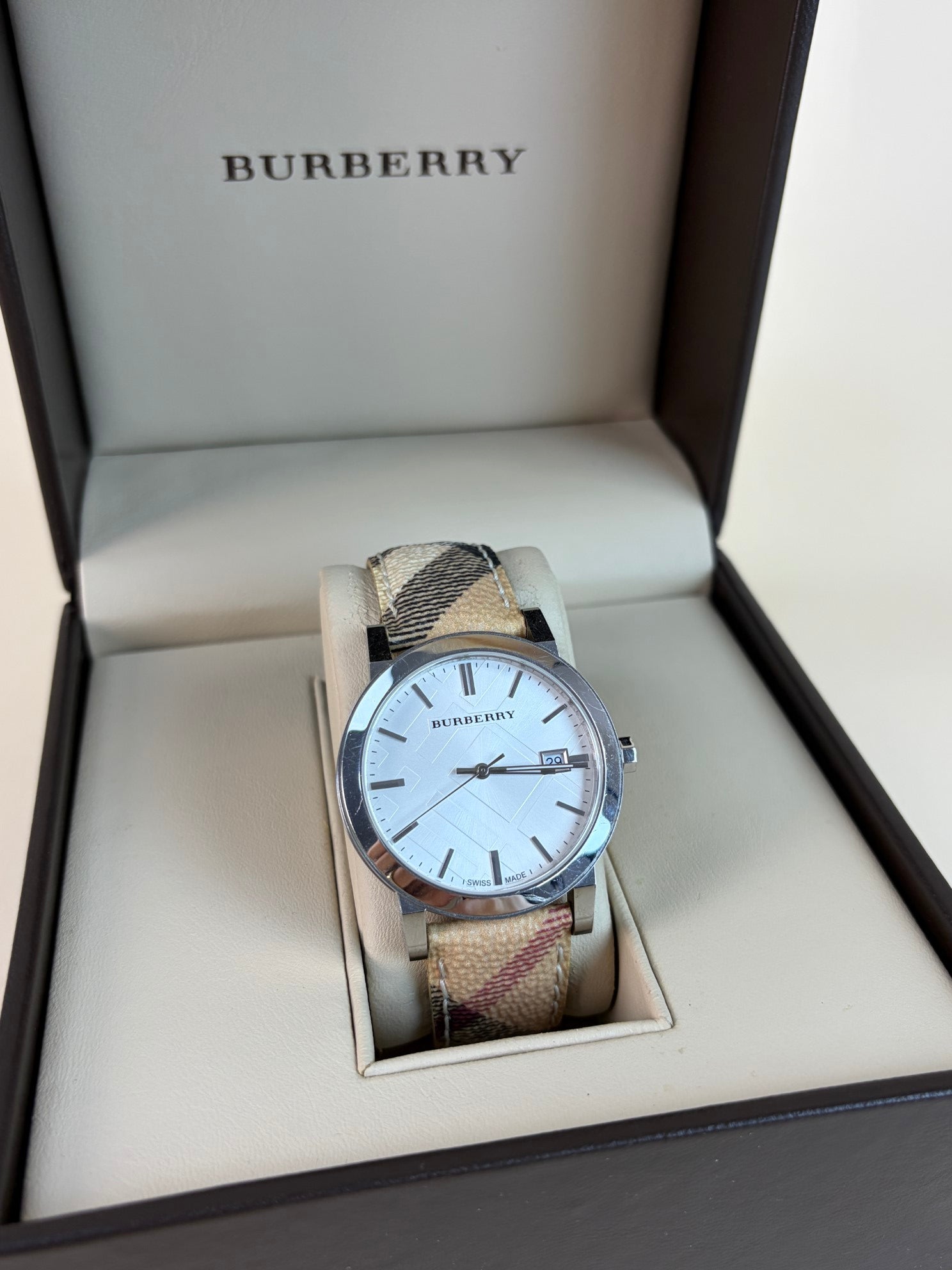 Burberry Stainless Steel Heritage 34mm Nova Check Watch