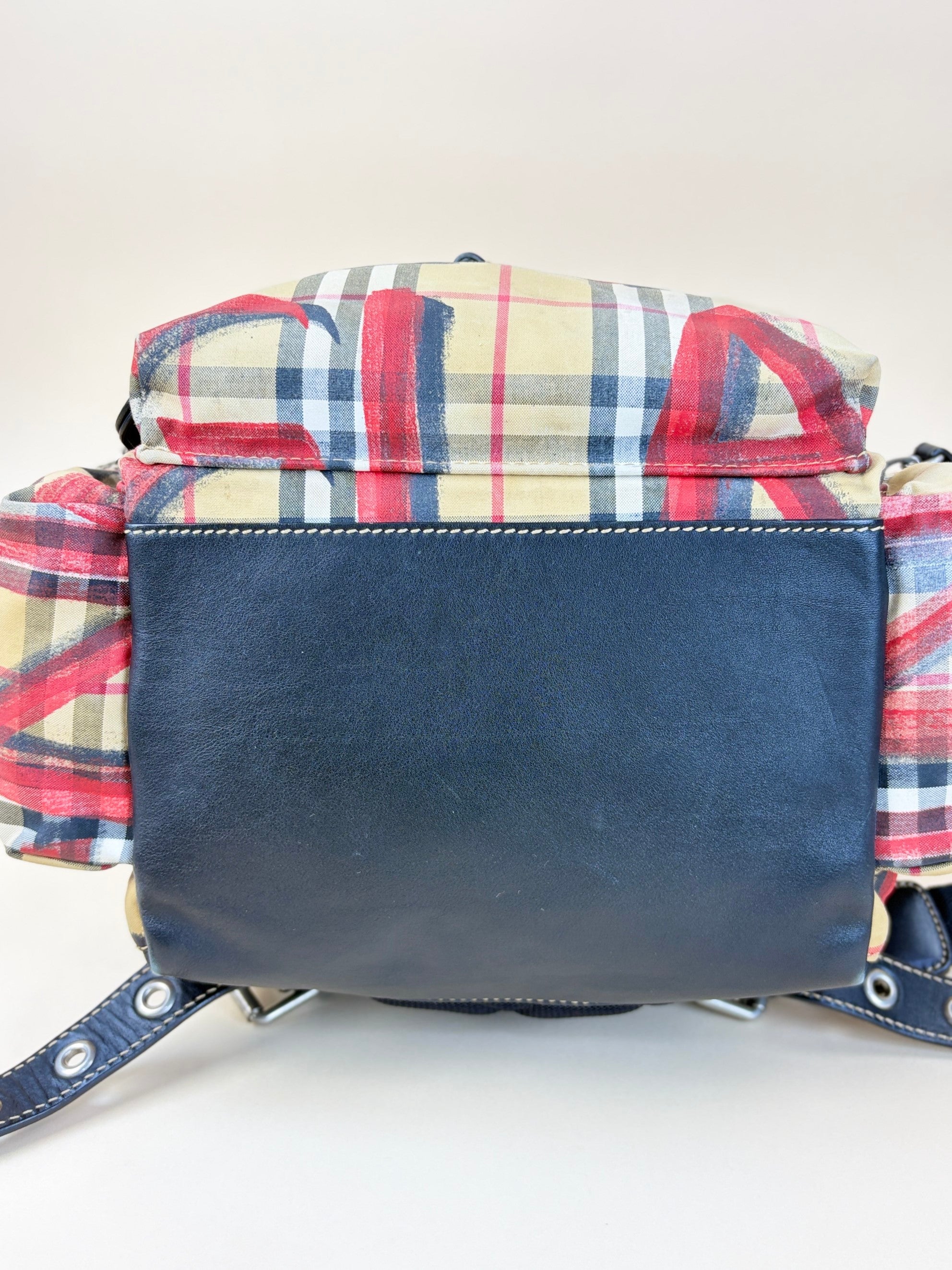 Burberry vintage check and red graffiti logo print rucksack Backpack bag