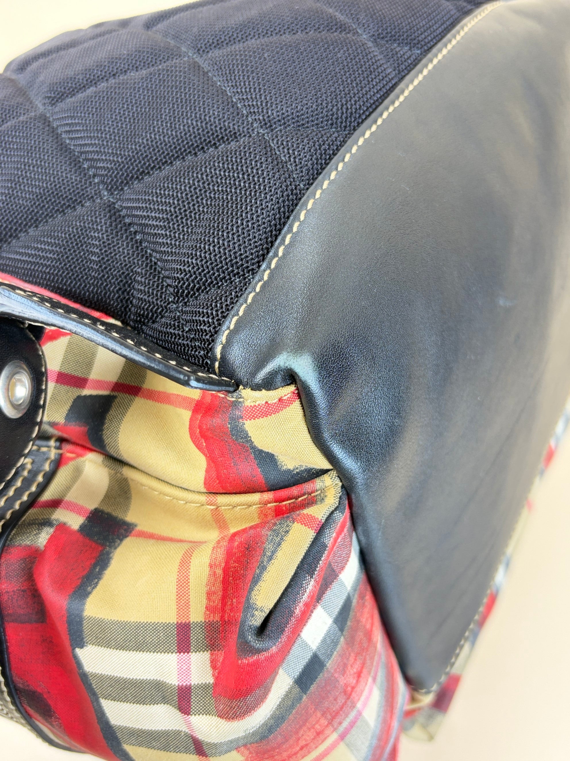 Burberry vintage check and red graffiti logo print rucksack Backpack bag