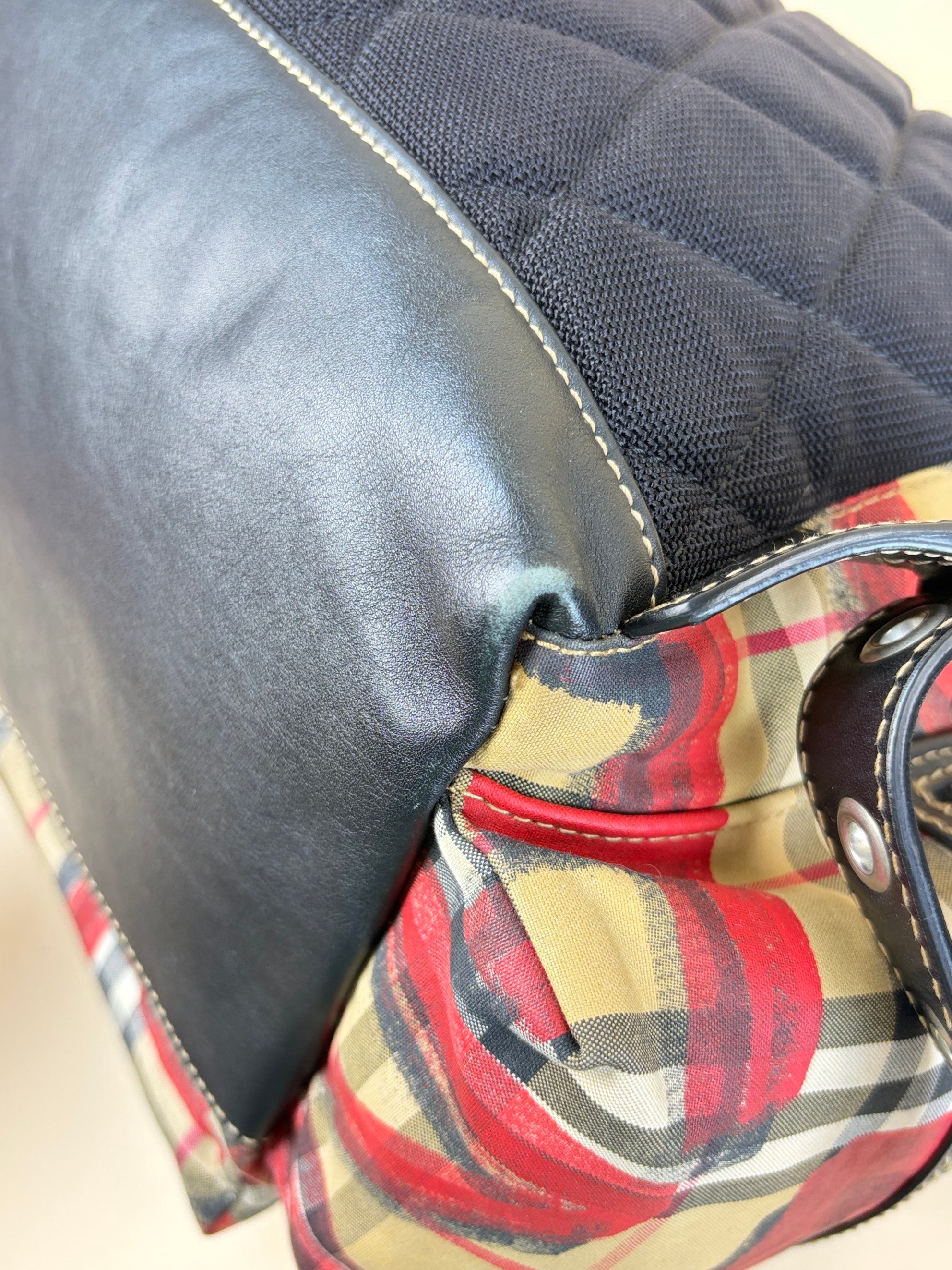 Burberry vintage check and red graffiti logo print rucksack Backpack bag