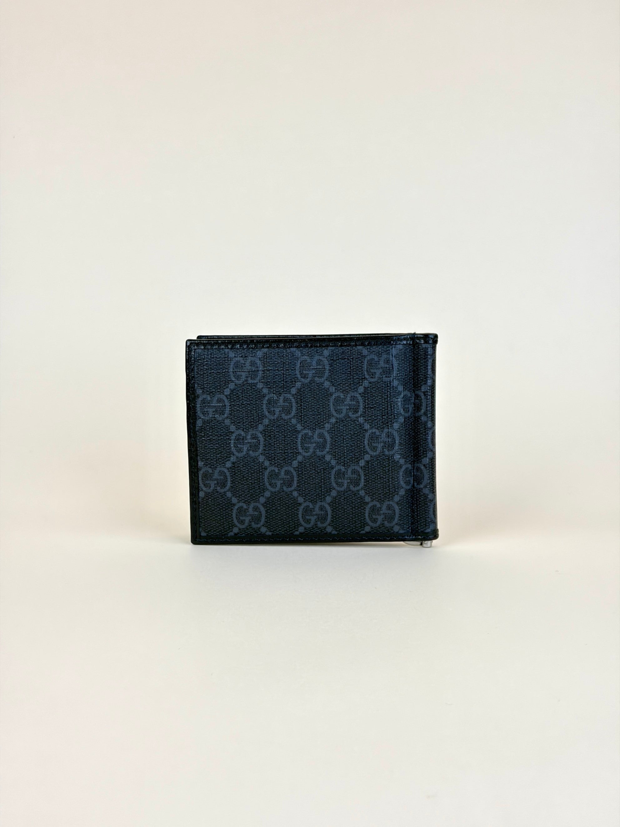 Gucci Black GG Supreme Interlocking G Money Clip Card Case