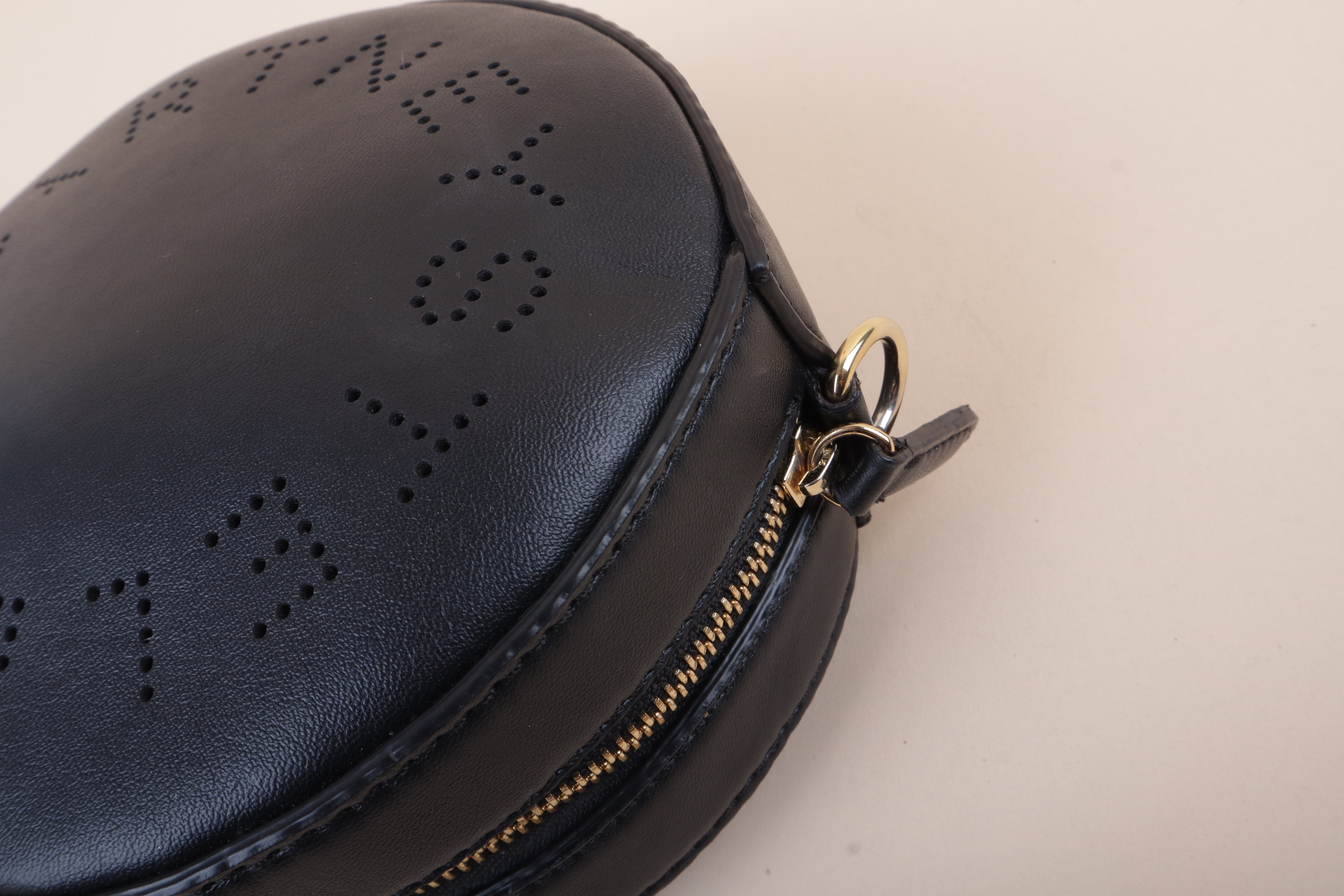 Stella Mccartney Black Round Logo Crossbody Bag
