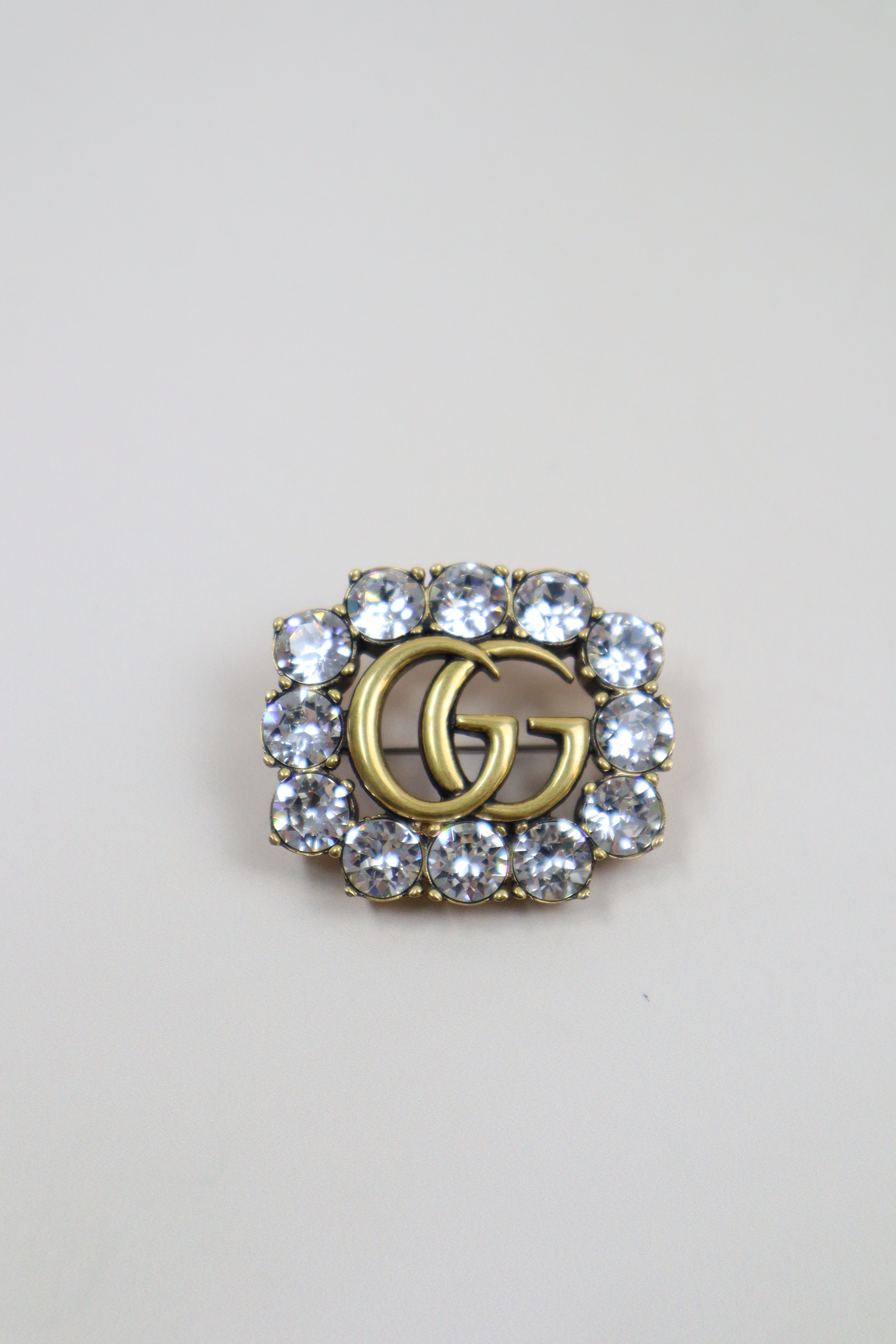 Gucci Gold GG Crystal Brooch