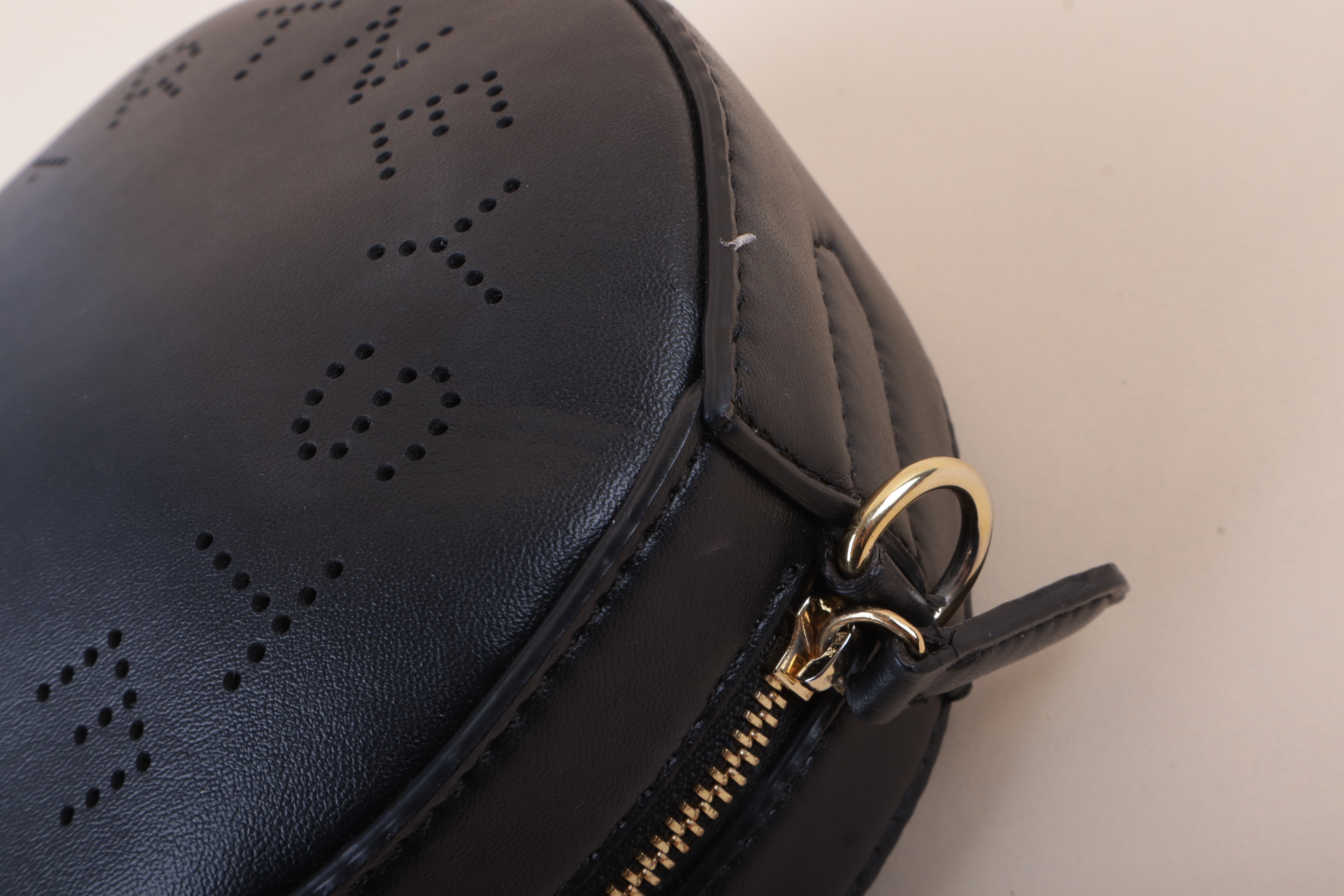 Stella Mccartney Black Round Logo Crossbody Bag