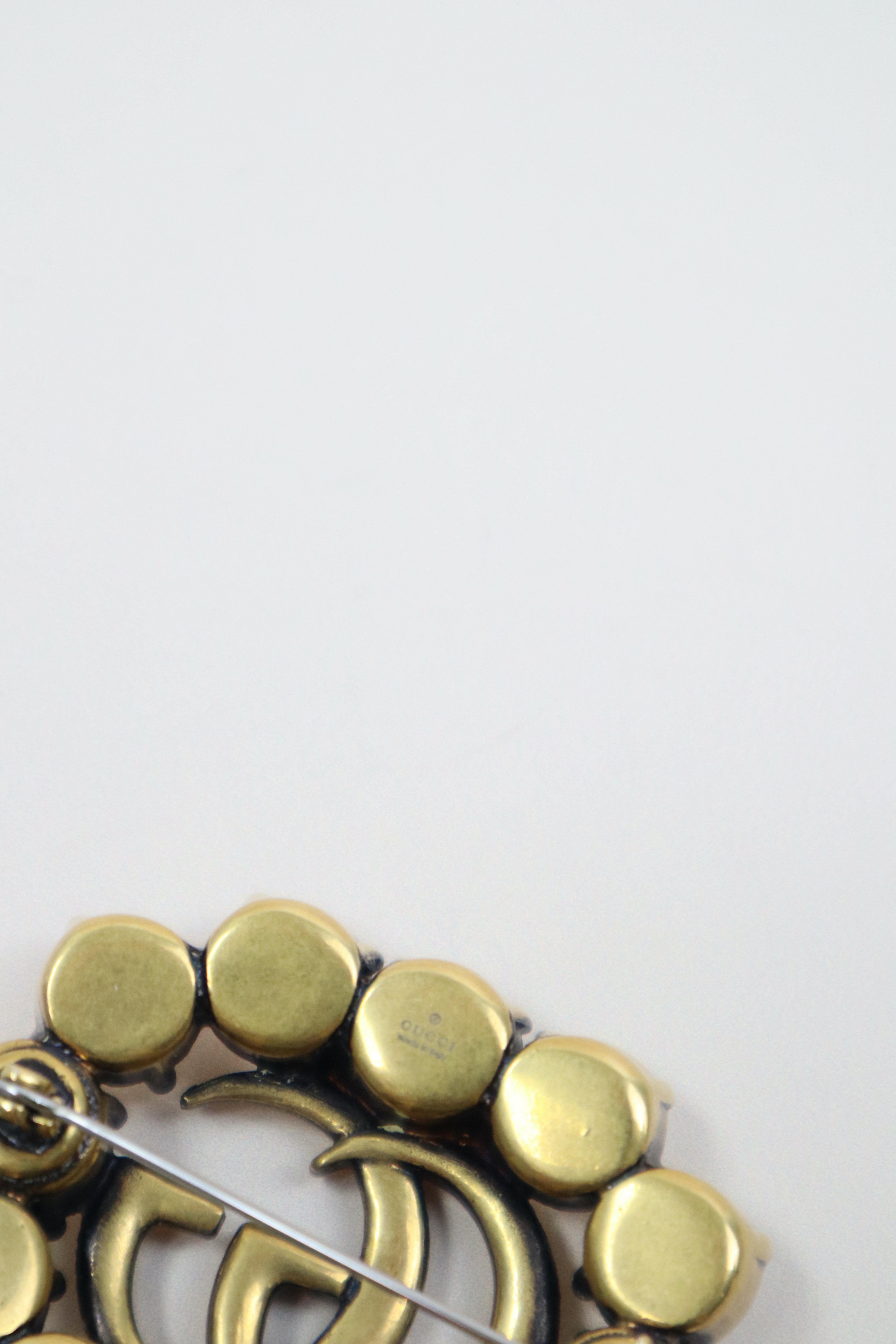 Gucci Gold GG Crystal Brooch