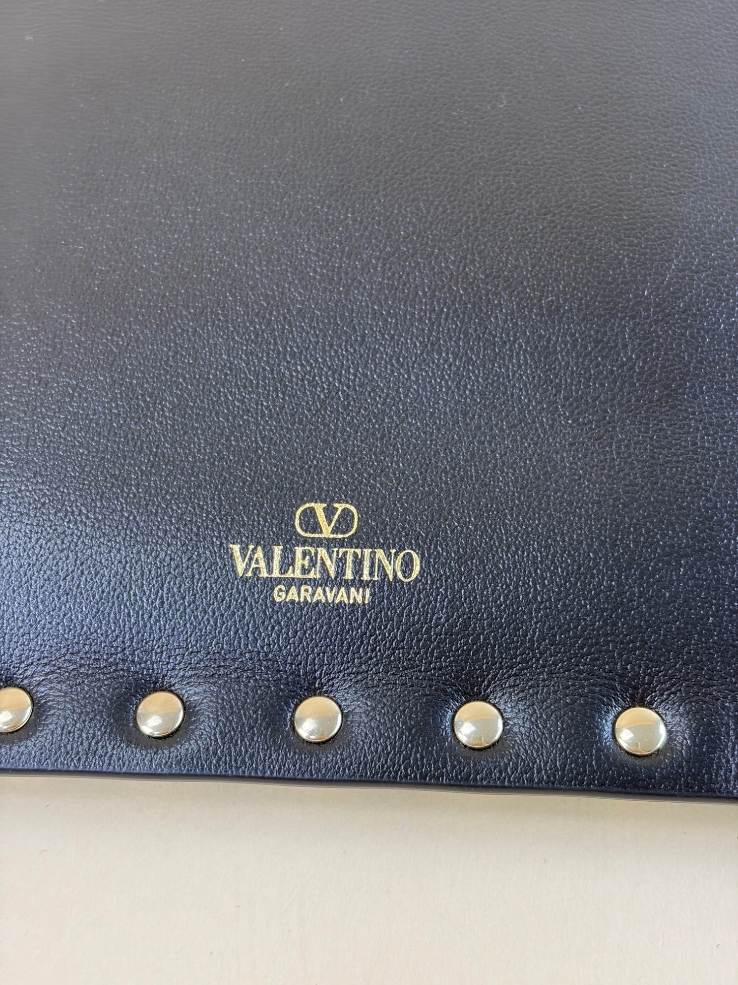 Valentino Black Rockstud Envelope Wristlet Clutch