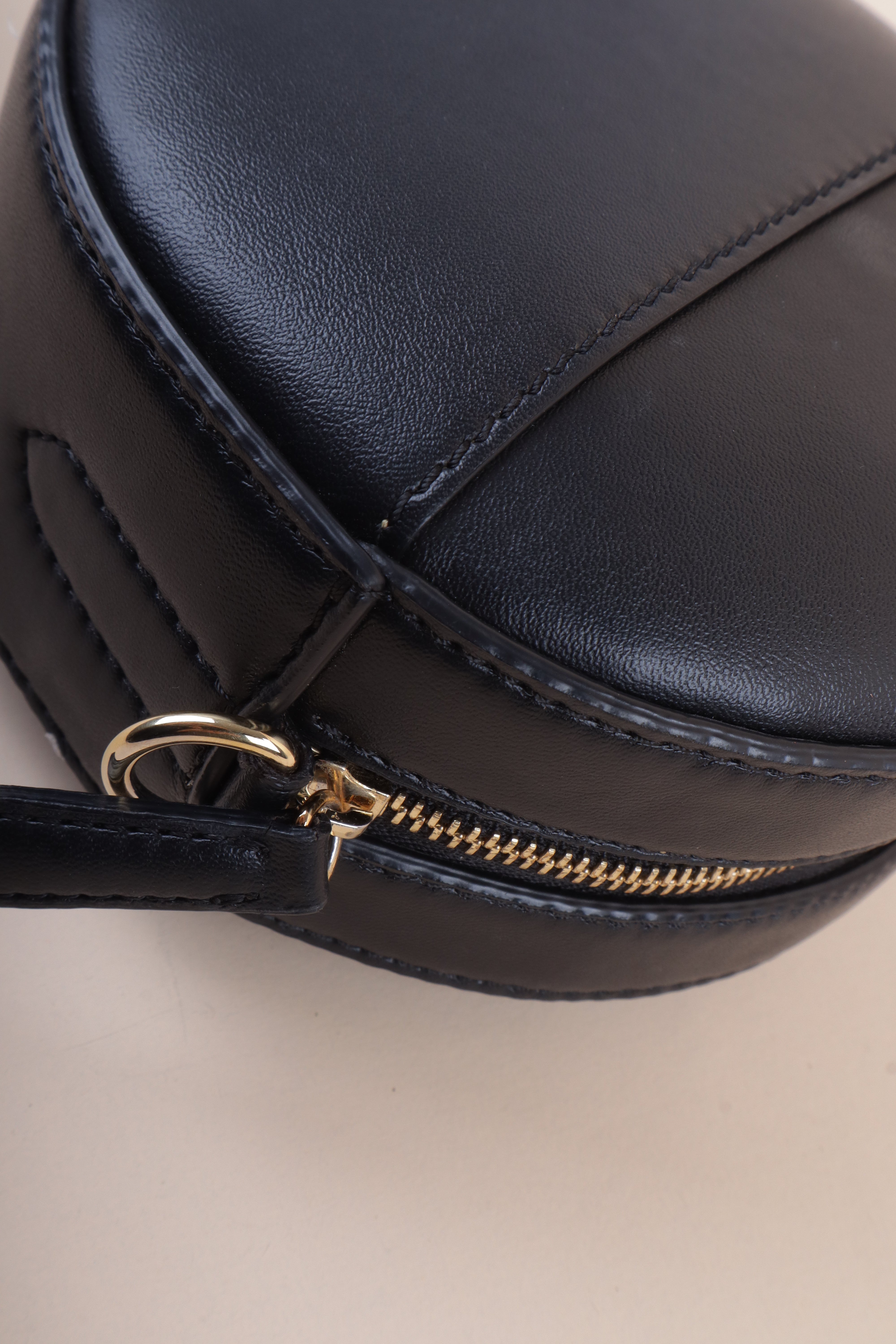 Stella Mccartney Black Round Logo Crossbody Bag