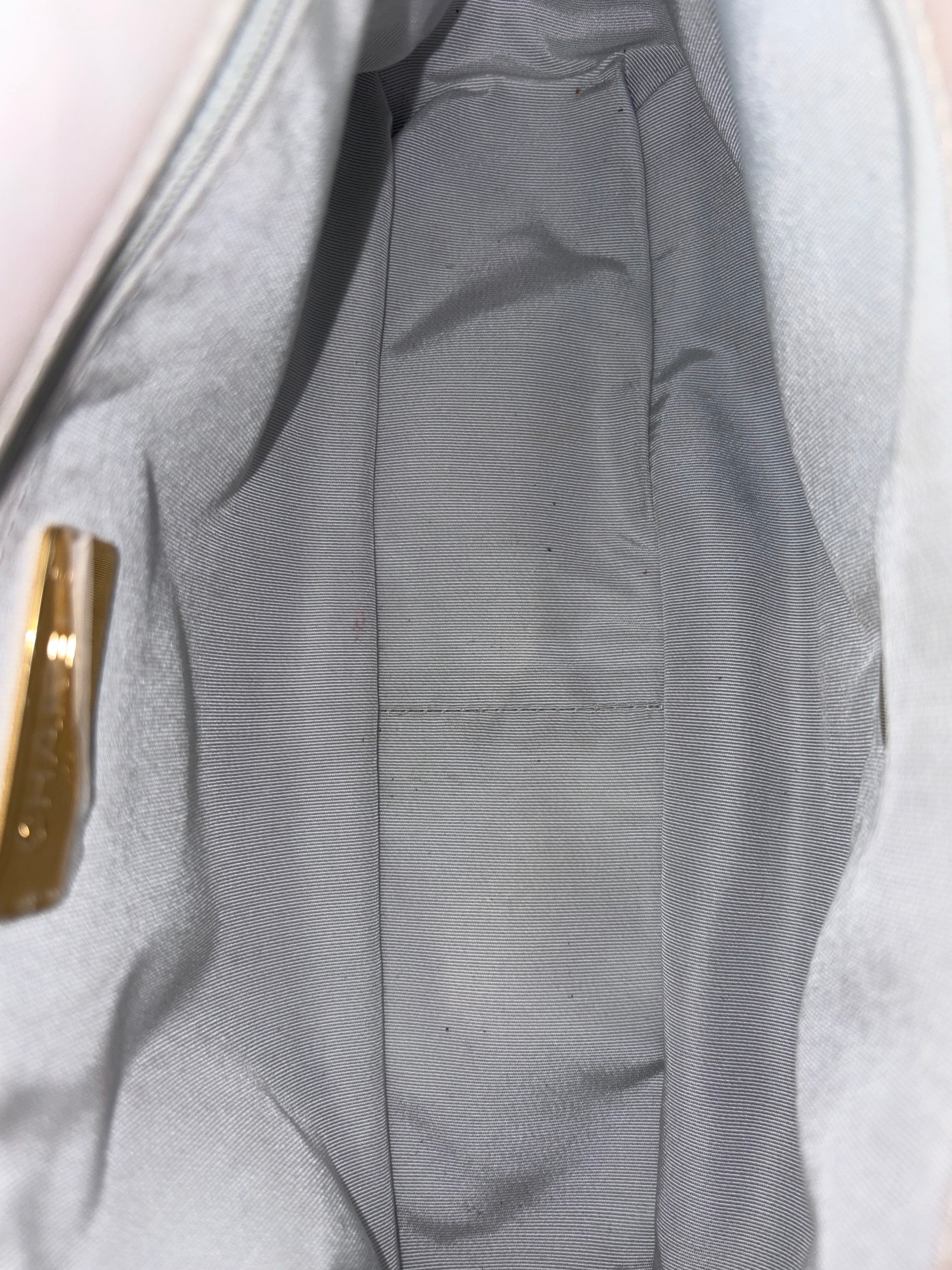 Chanel White Iridescent Quilted Large Chanel 19 Flap Bag
