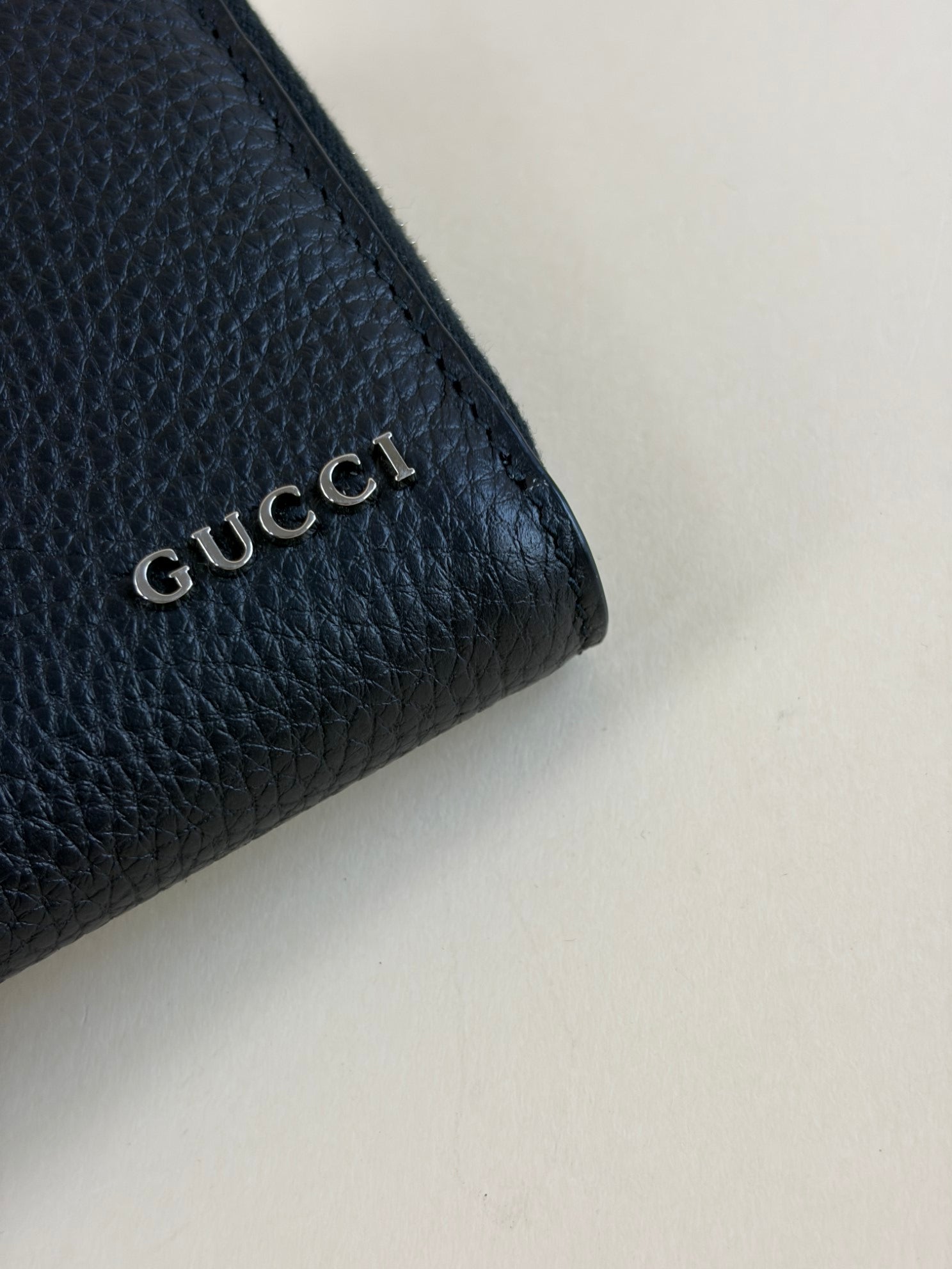 Gucci Black with Gucci Script Zip Around Wallet