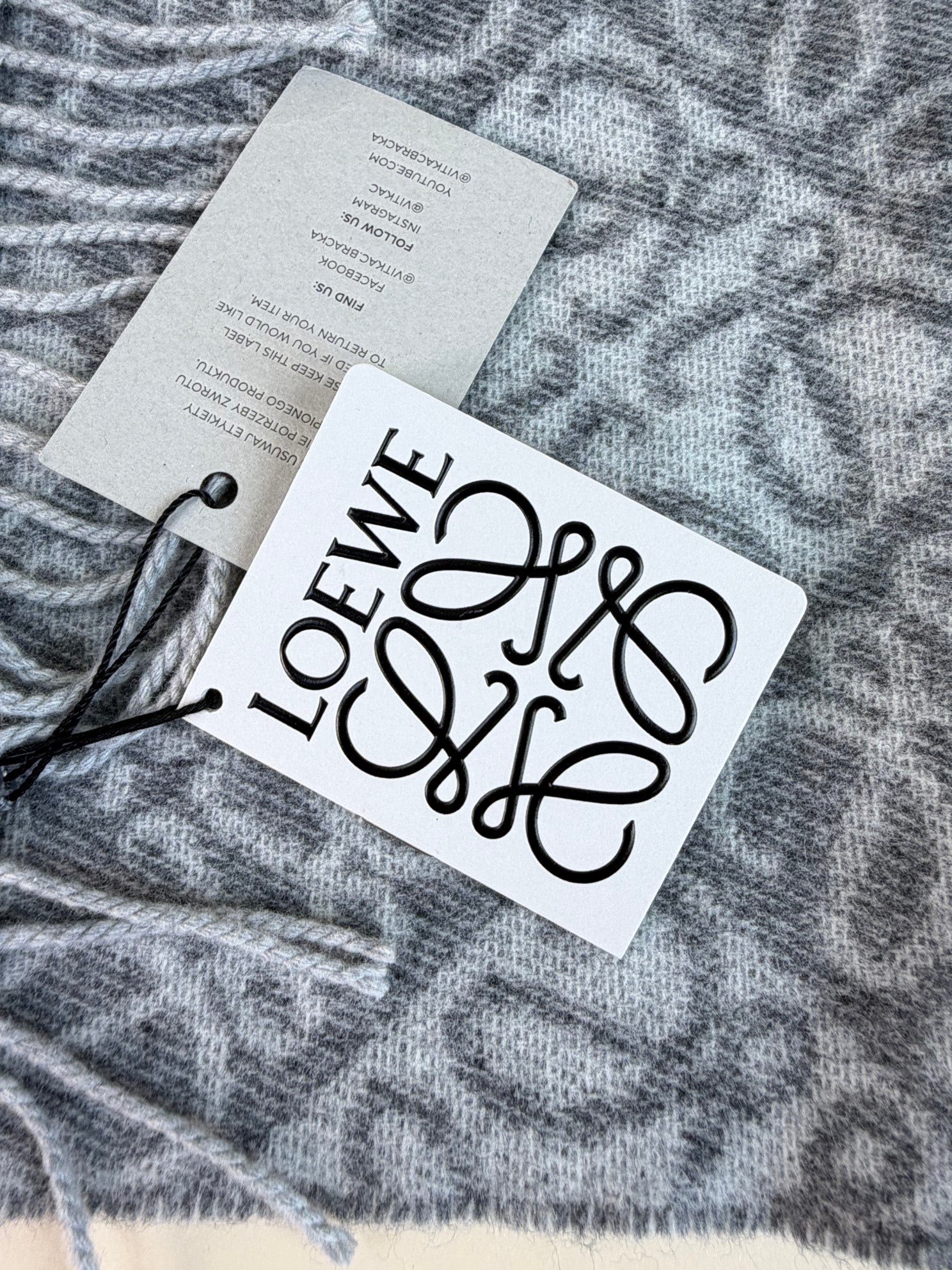 Loewe Gray Anagram Wool Cashmere with Fingered Scarf