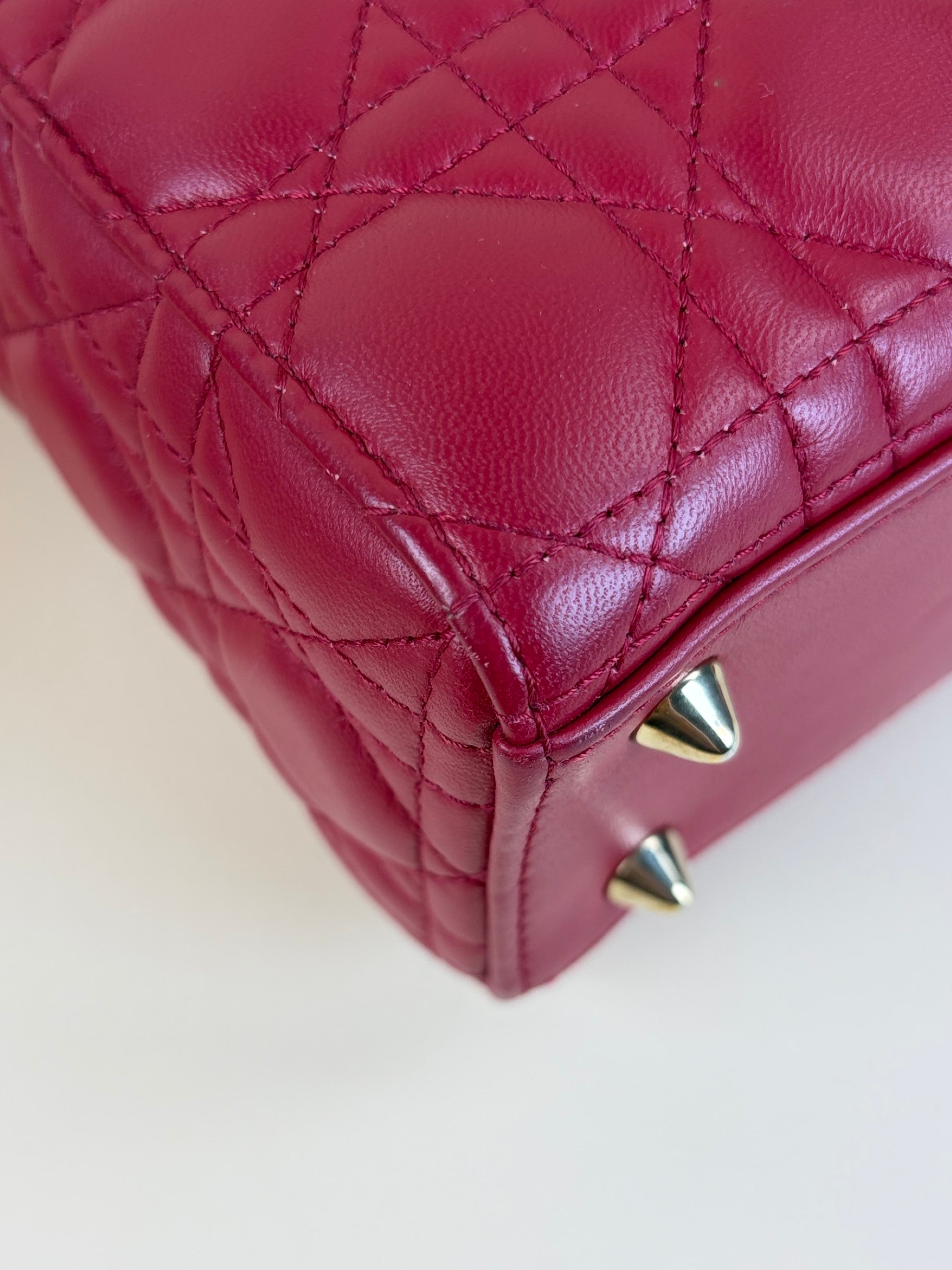 Christian Dior Cherry Red Cannage Small Lady Dior My ABCDIOR Bag