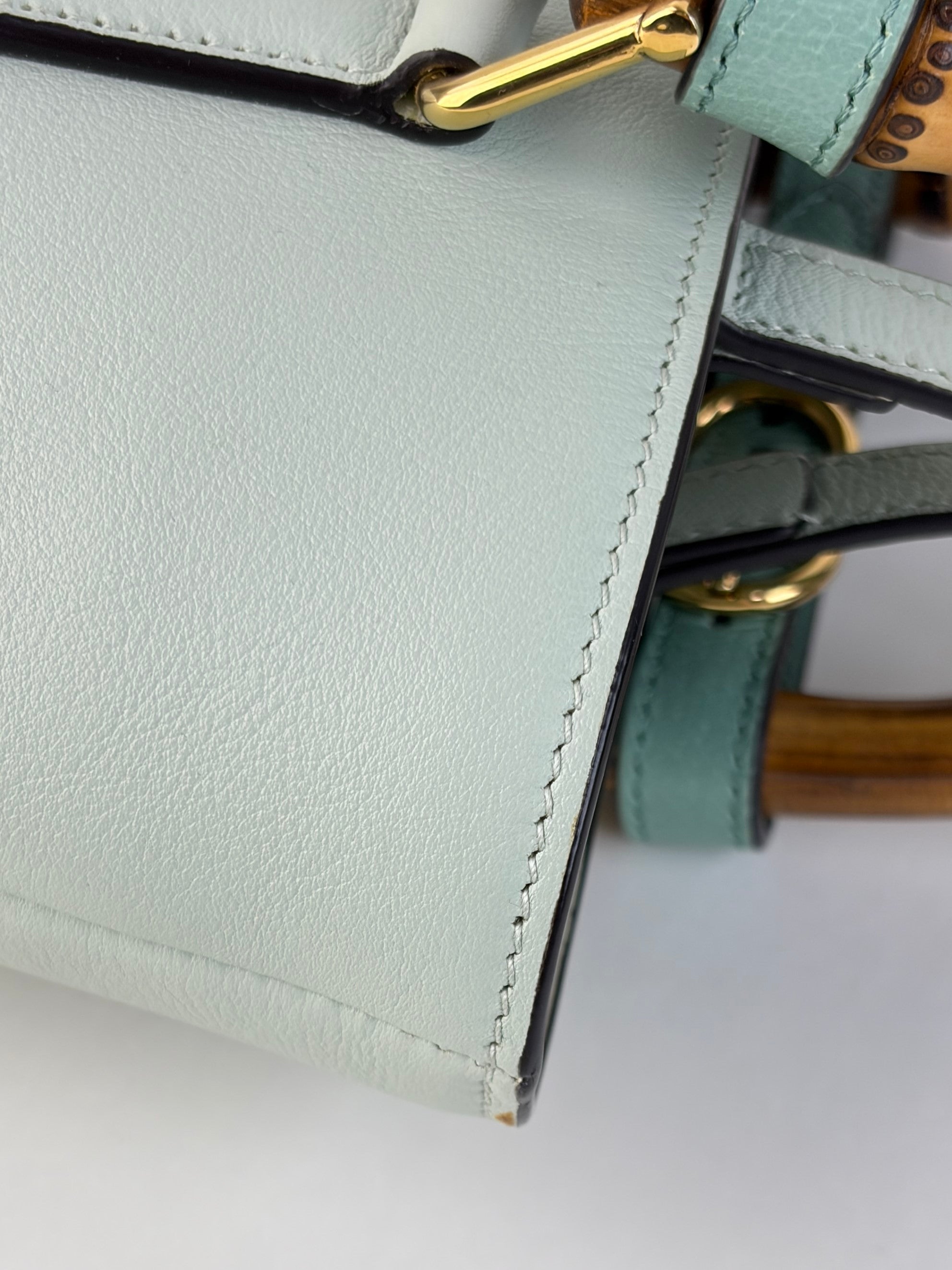 Gucci light green Diana bucket bag