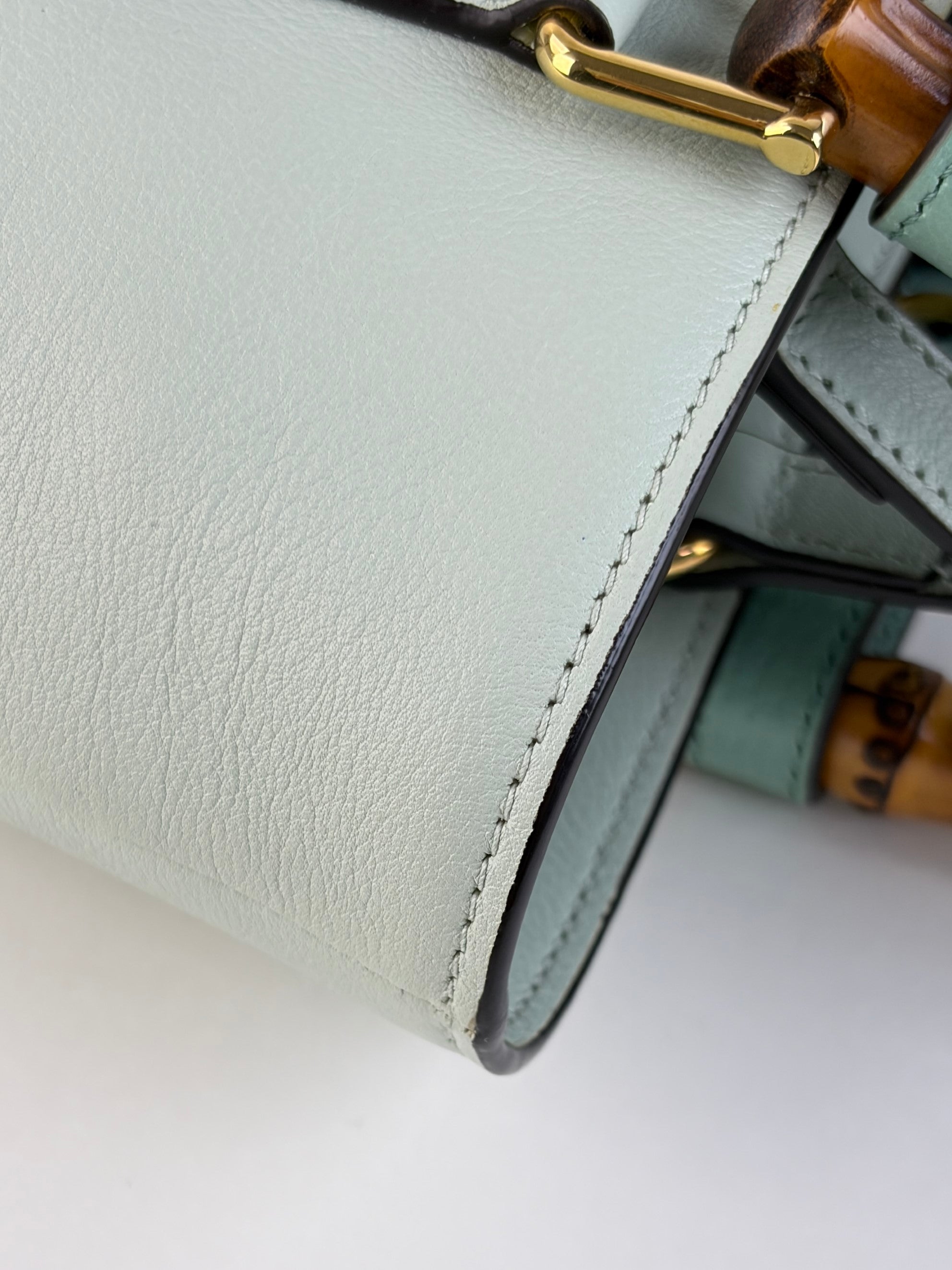 Gucci light green Diana bucket bag