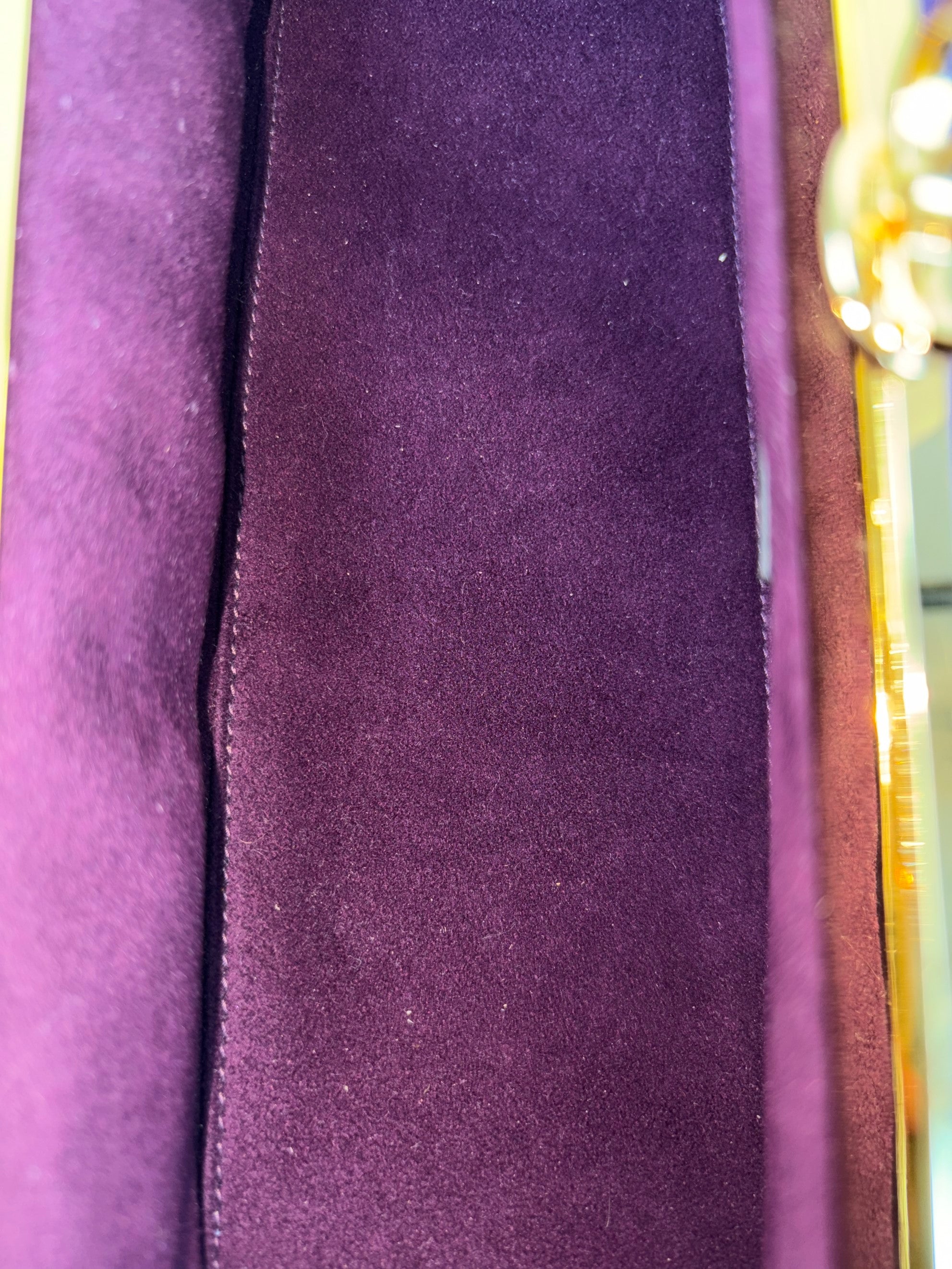 Gucci satin purple crystal embellished bow clutch