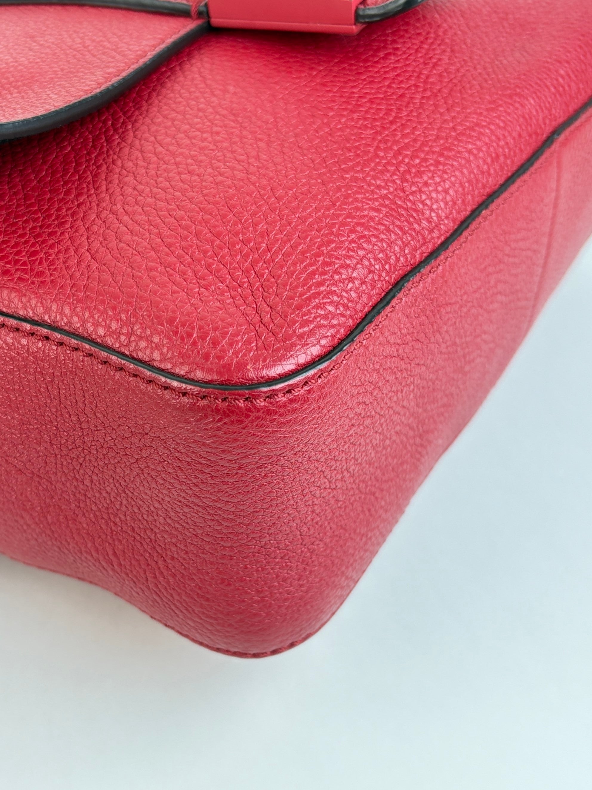 Fendi red baguette messenger bag