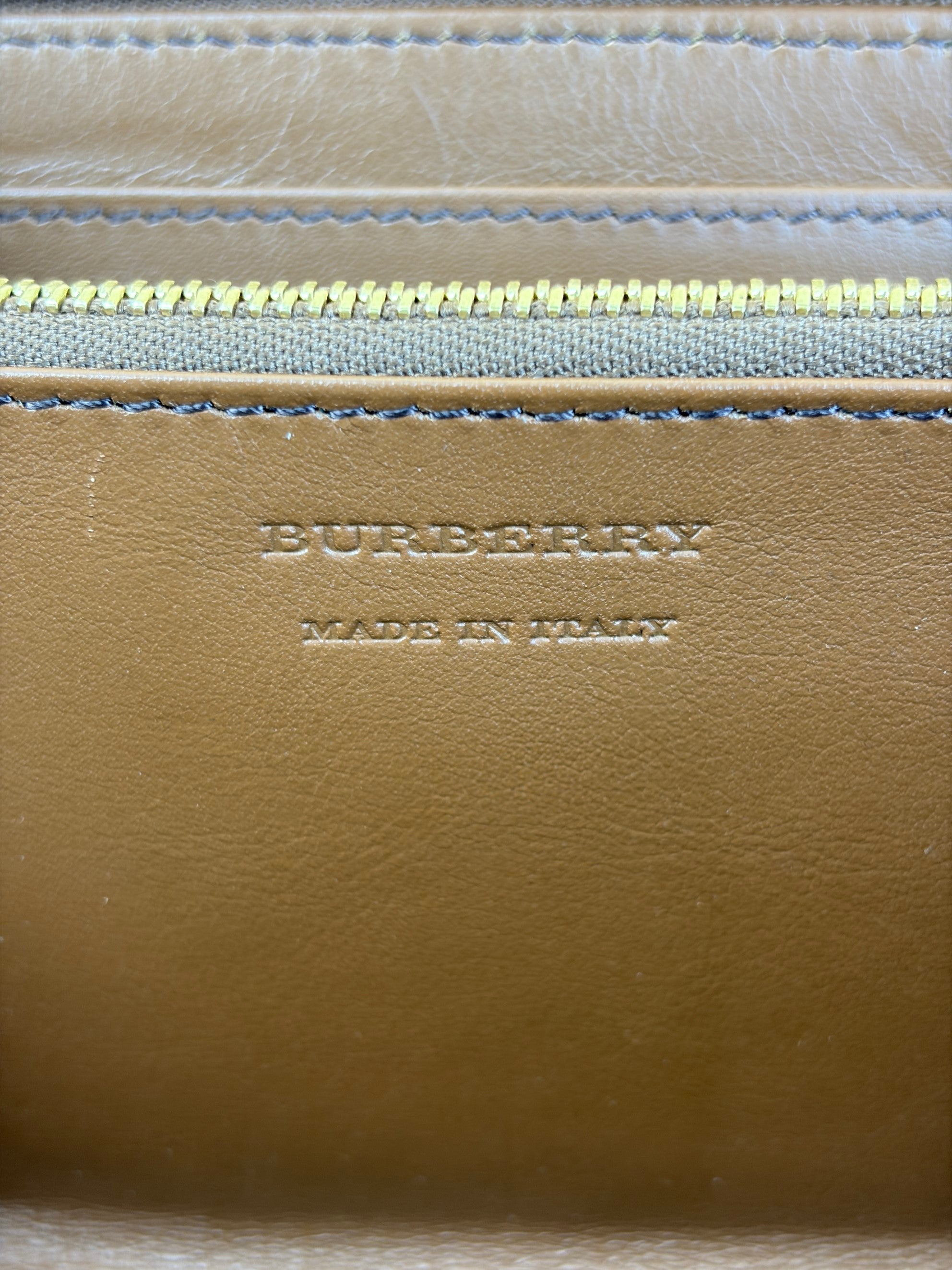 BURBERRY brown calfskin house check Elmore zip around wallet