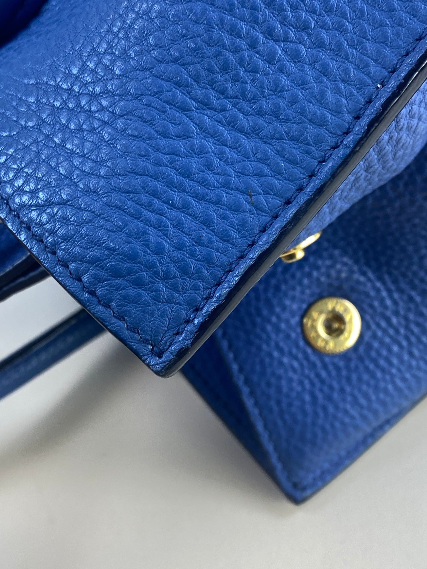 Prada Blue Vitello Daino twin pocket tote Bag
