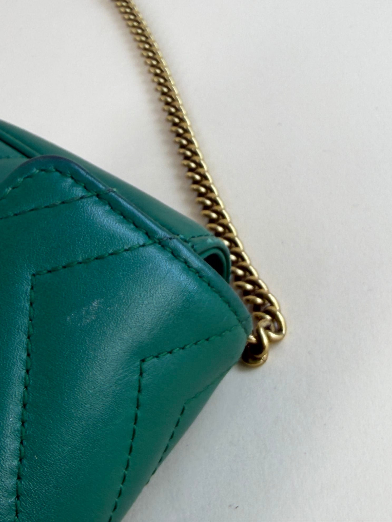 Gucci Green GG Marmont calfskin matelassé mini