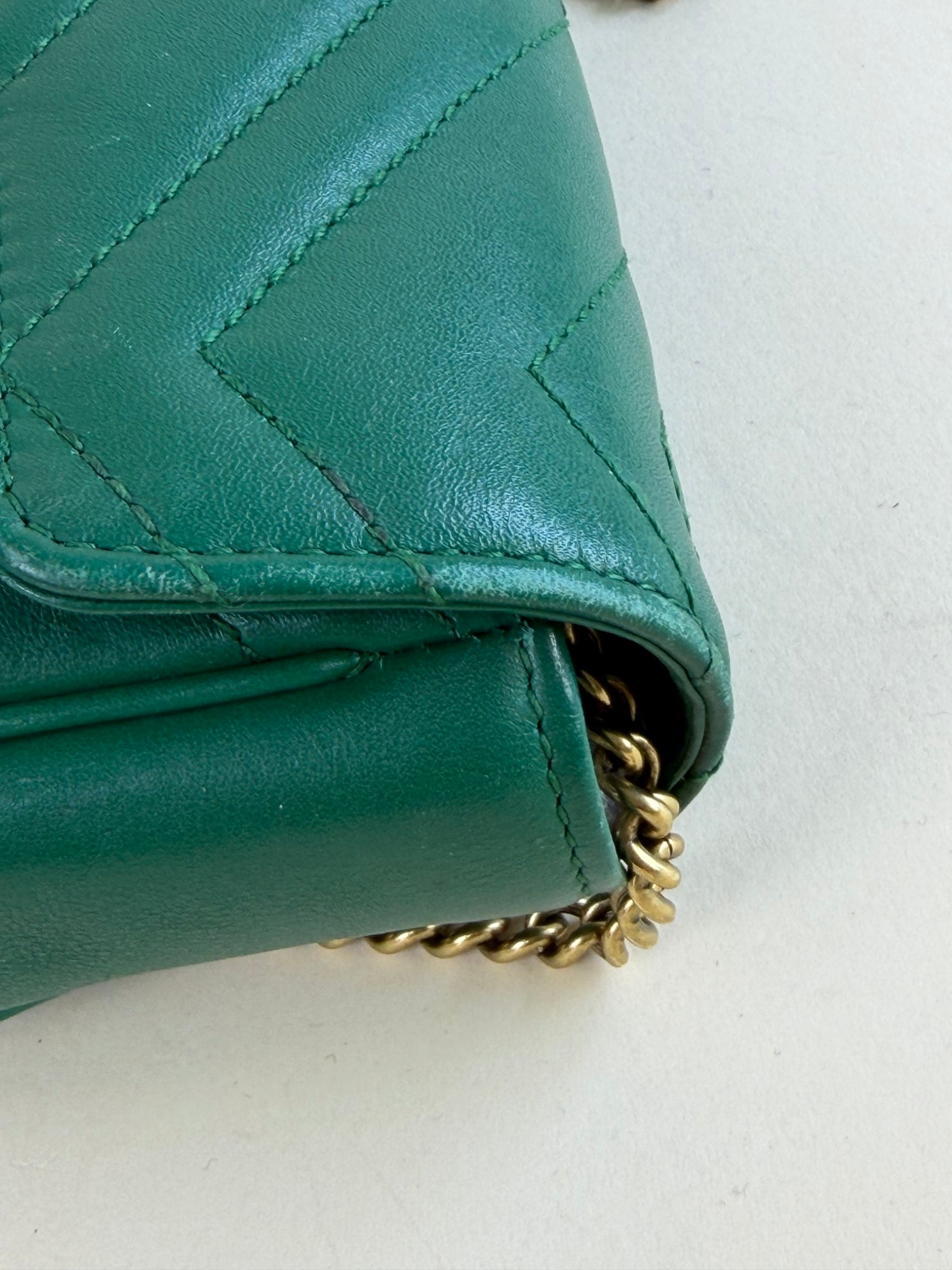 Gucci Green GG Marmont calfskin matelassé mini