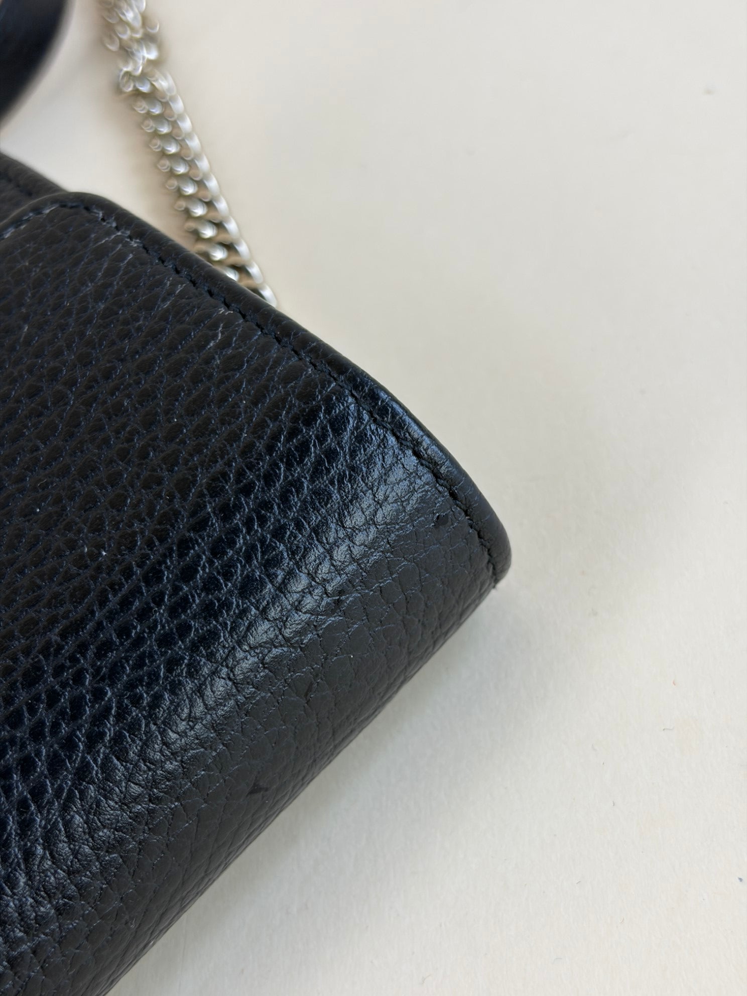 Gucci black dollar interlocking g wallet on chain