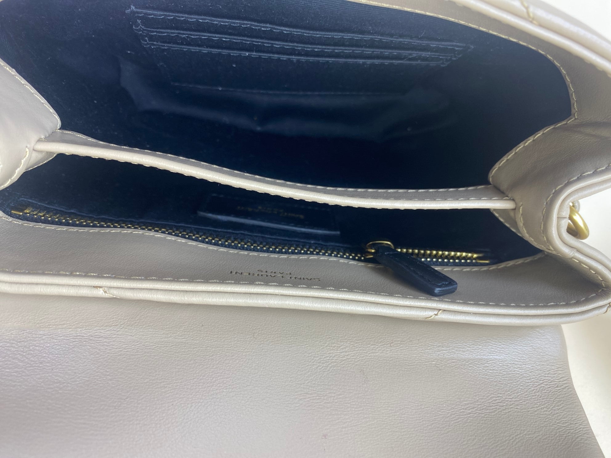 YSL lolou toy beige quilted monogram cross body bag