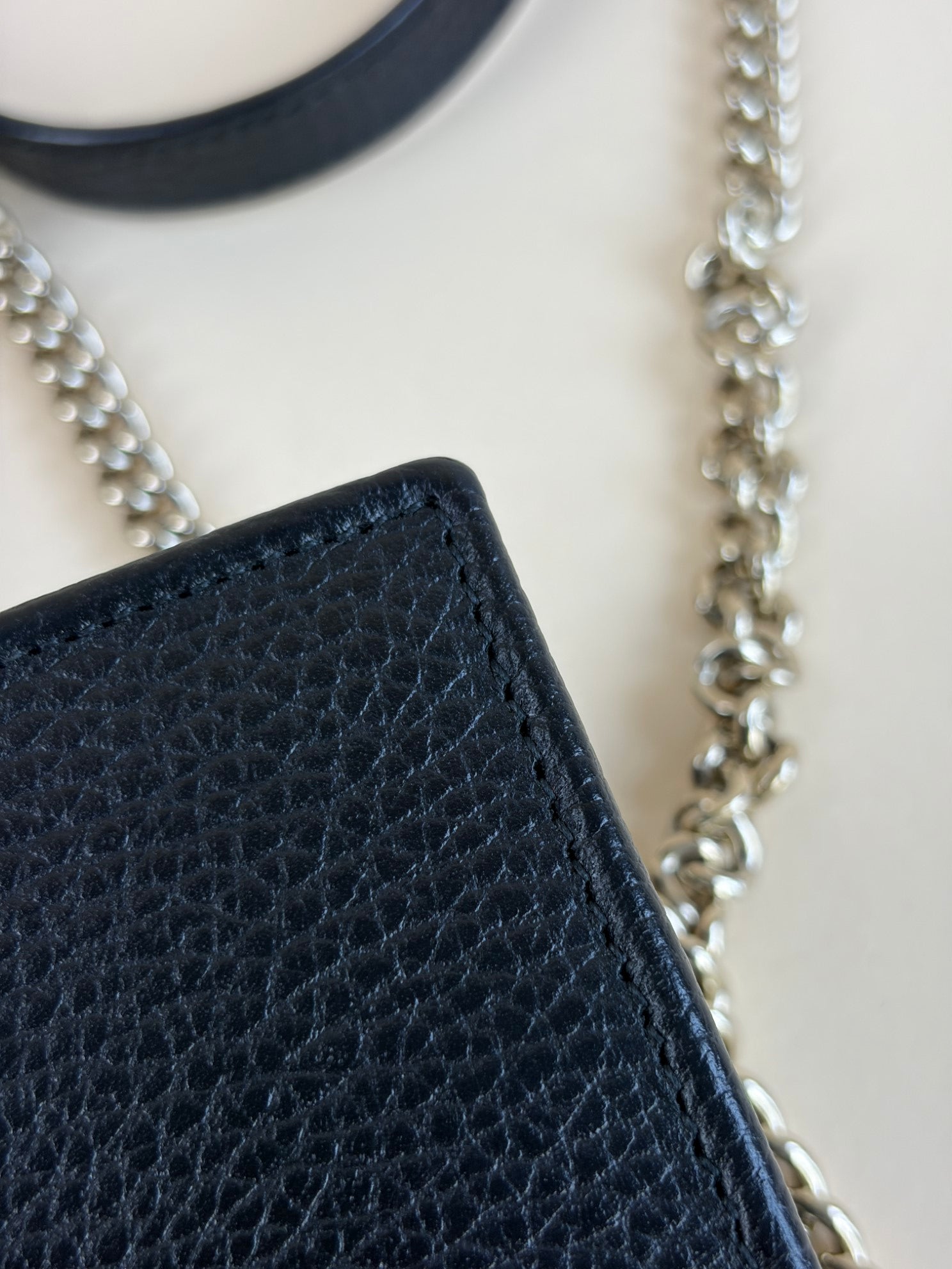 Gucci black dollar interlocking g wallet on chain