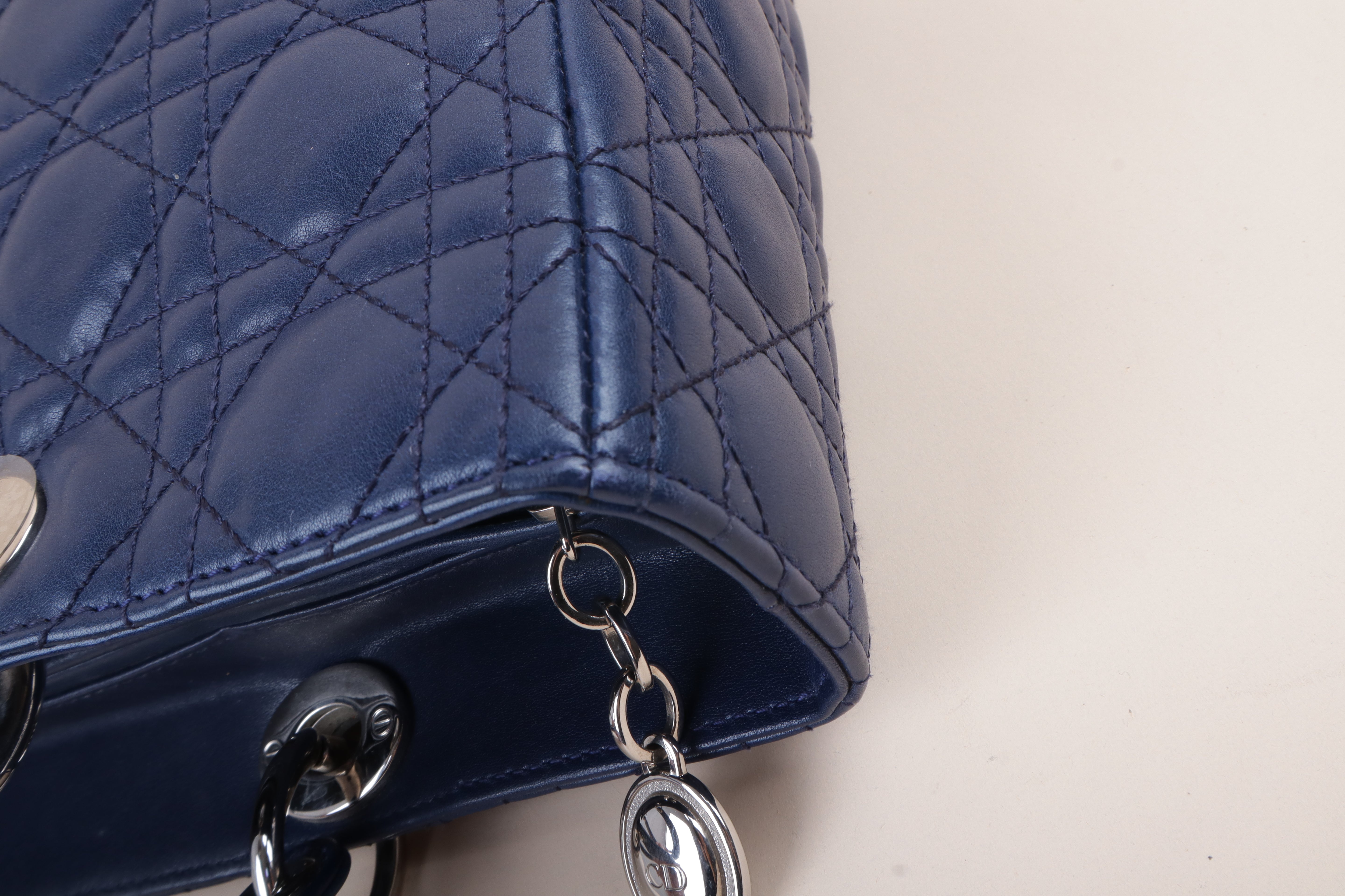 Christian Dior Navy Blue Large Lady Dior Bag