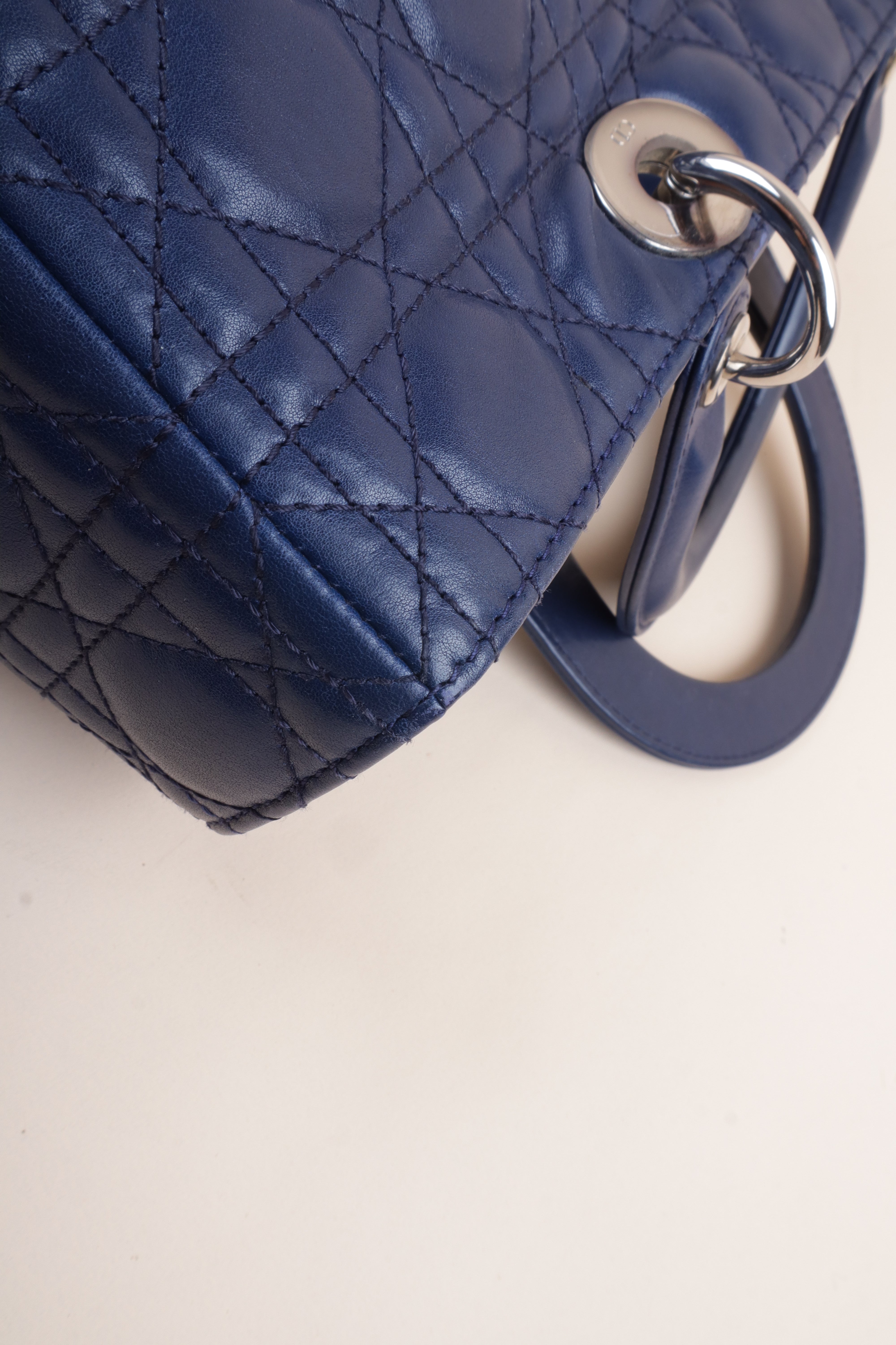 Christian Dior Navy Blue Large Lady Dior Bag