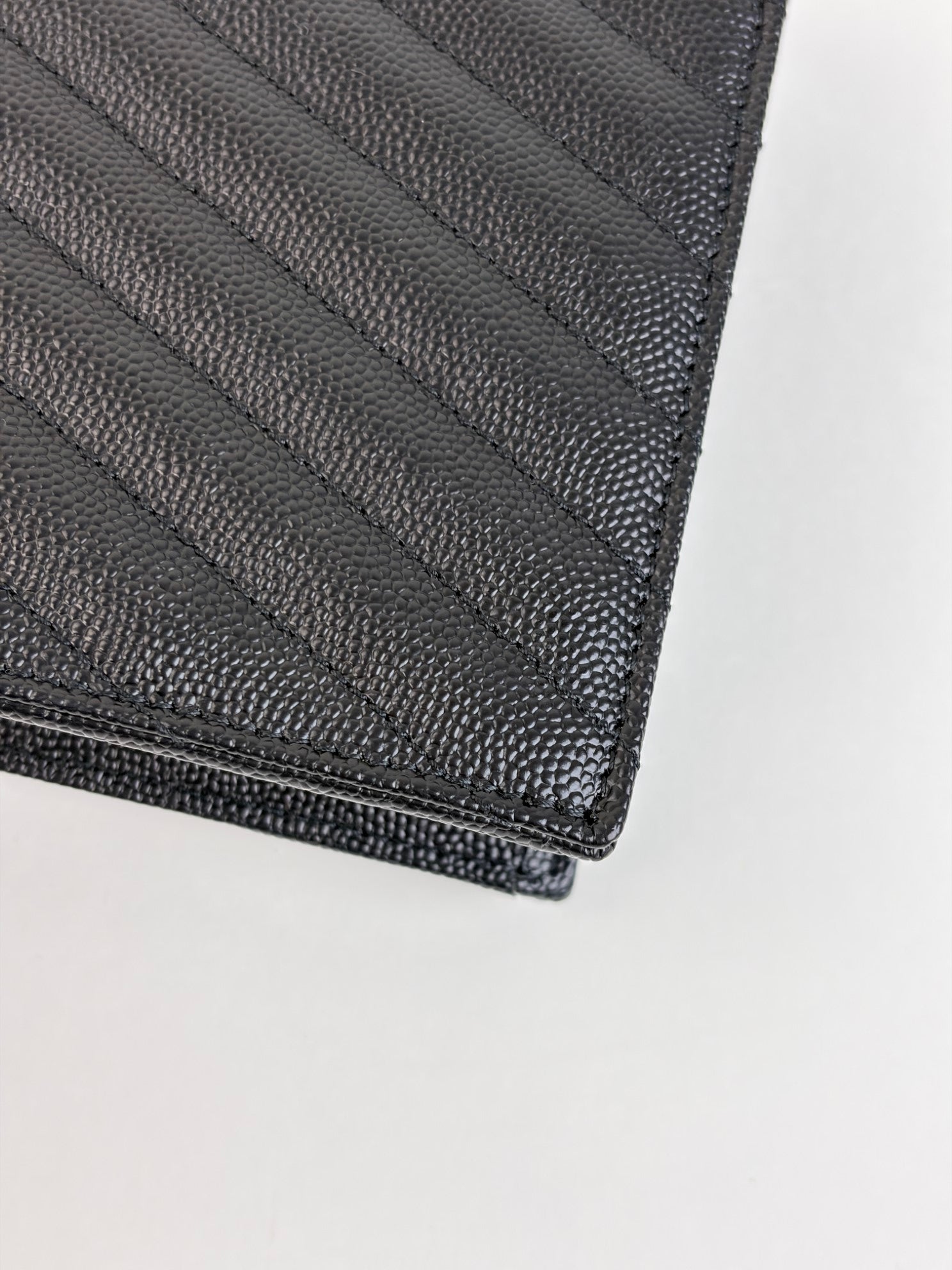 YSL black grain de Poudre leather classic Cassandre chain wallet