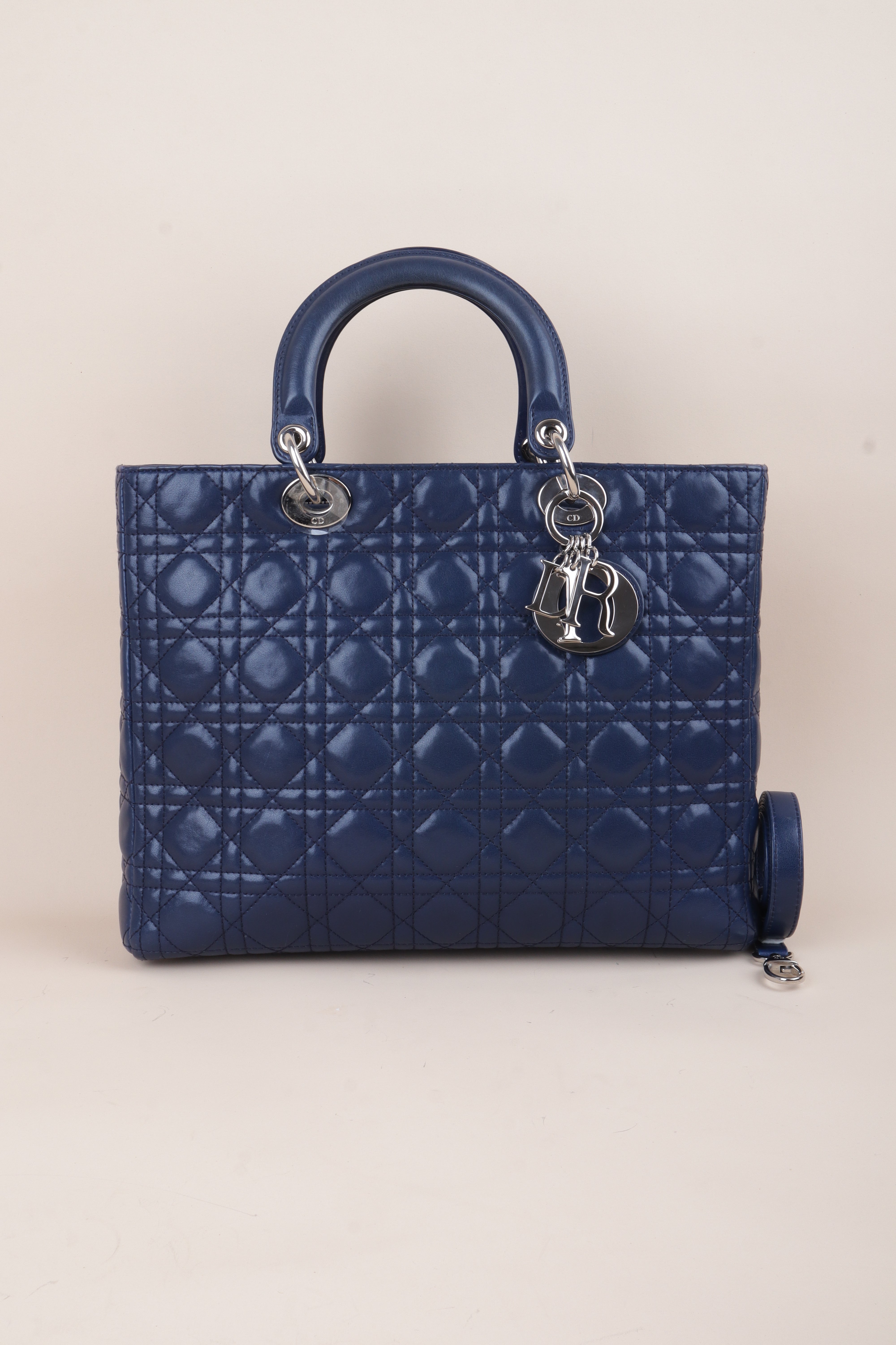 Christian Dior Navy Blue Large Lady Dior Bag