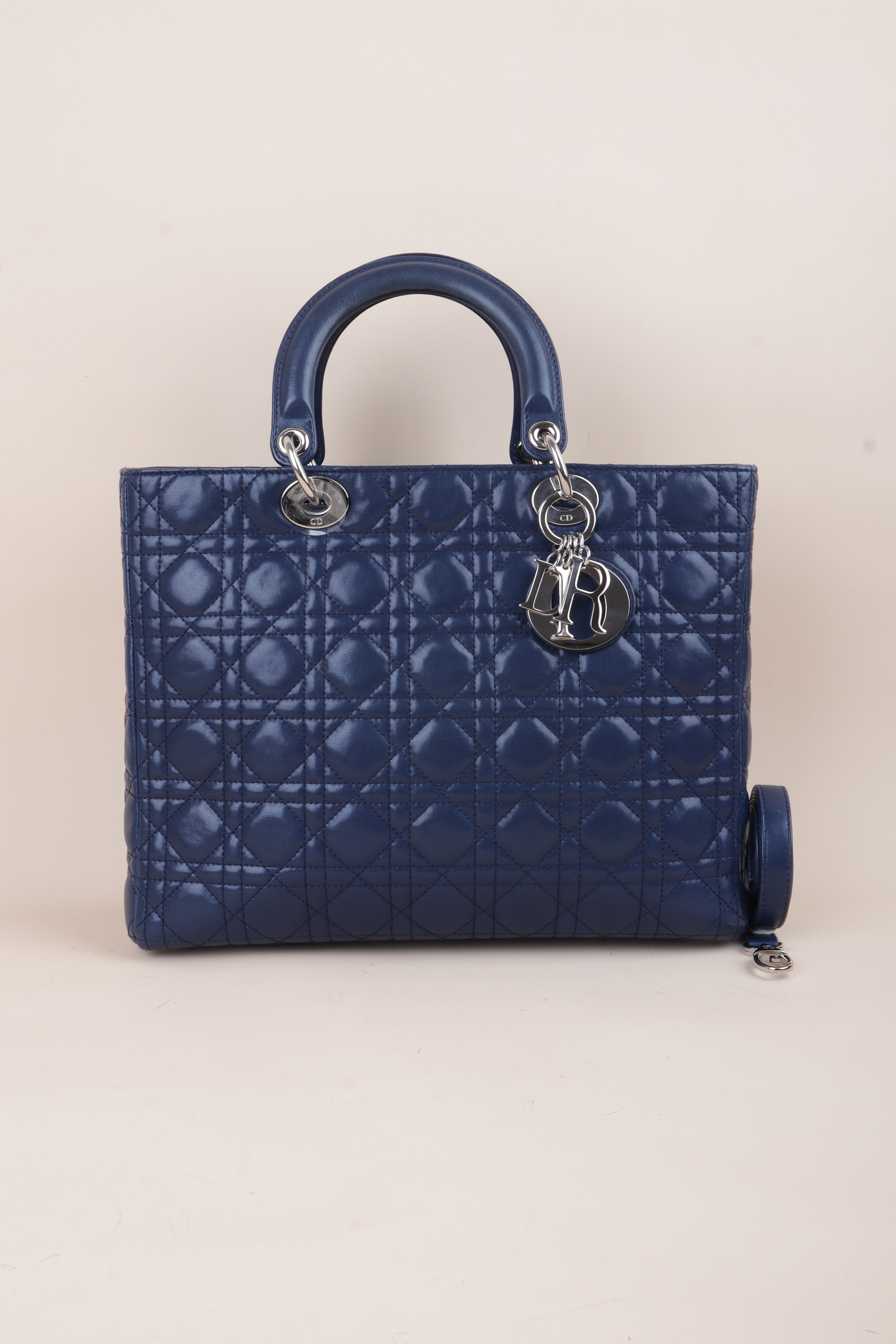 Christian Dior Navy Blue Large Lady Dior Bag