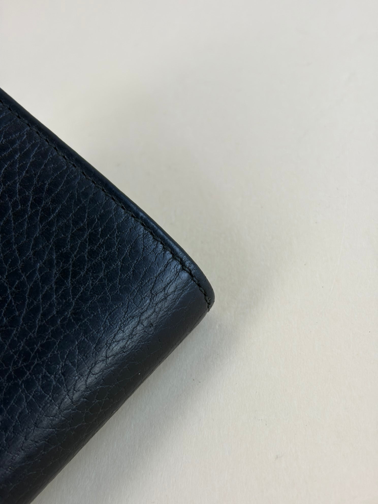 Gucci Black GG Marmont tri- fold compact wallet gold hardware