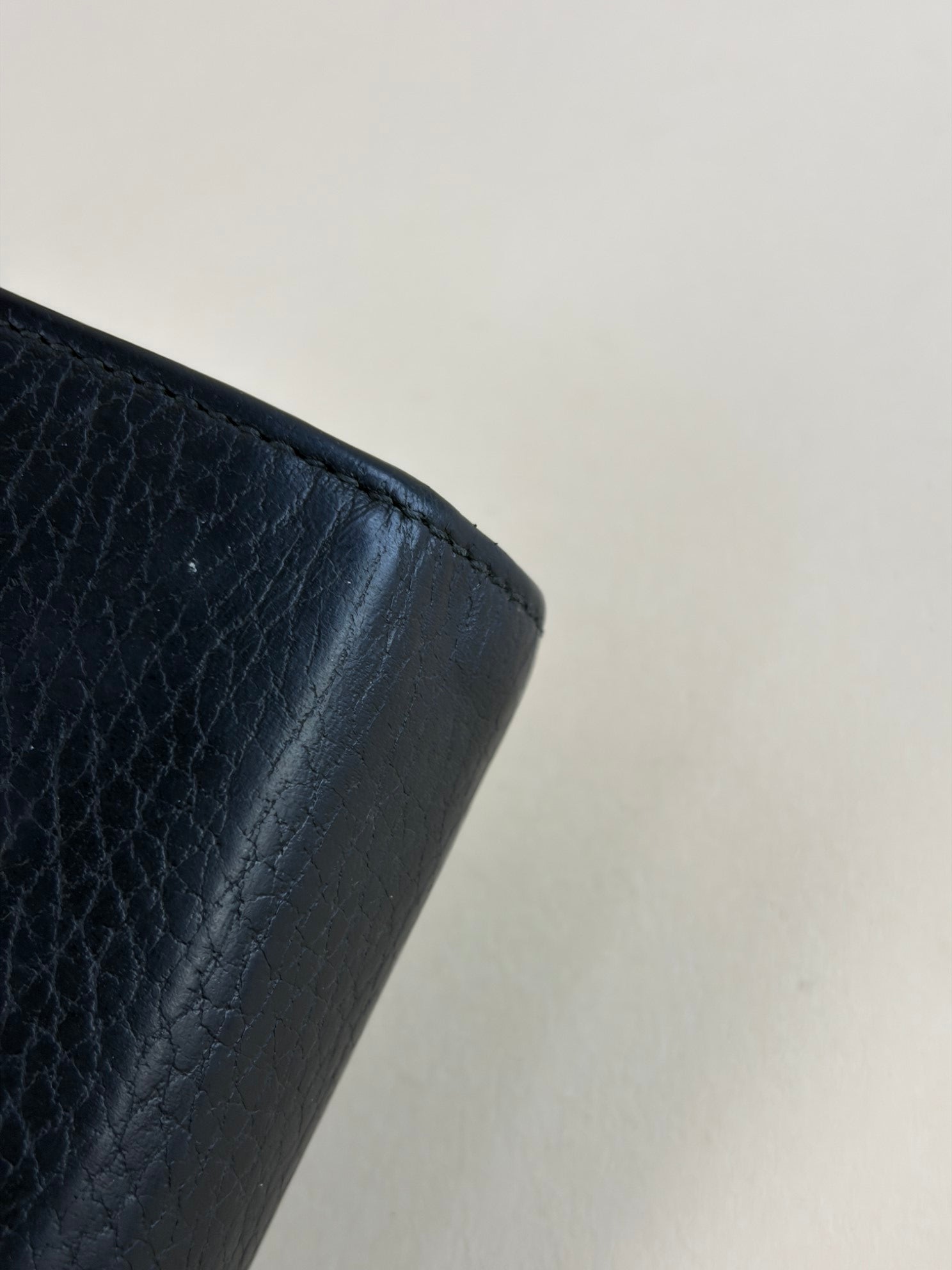 Gucci Black GG Marmont tri- fold compact wallet gold hardware