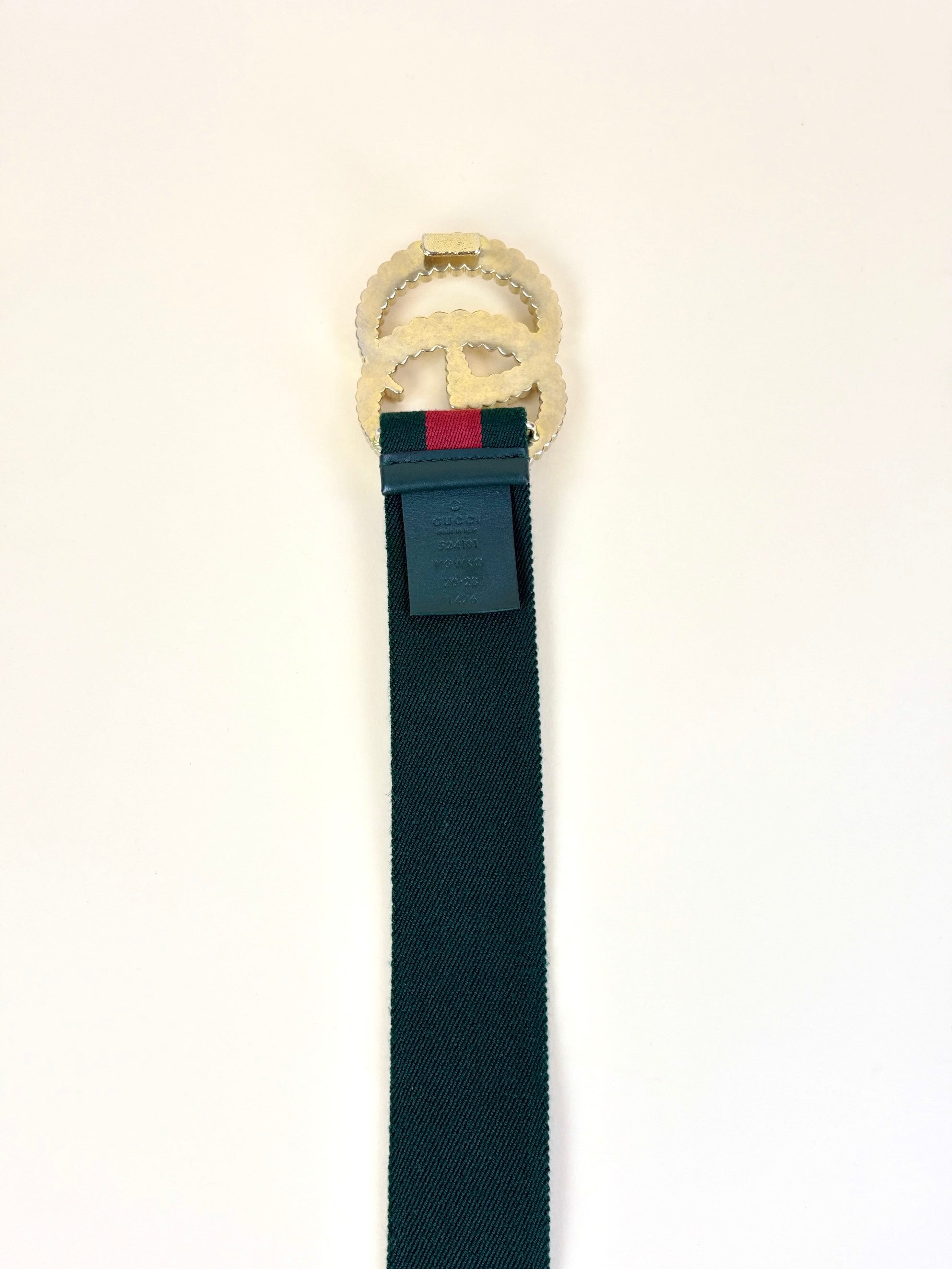 Gucci Bicolor Web Elastic Torchon Double G Buckle Belt 28