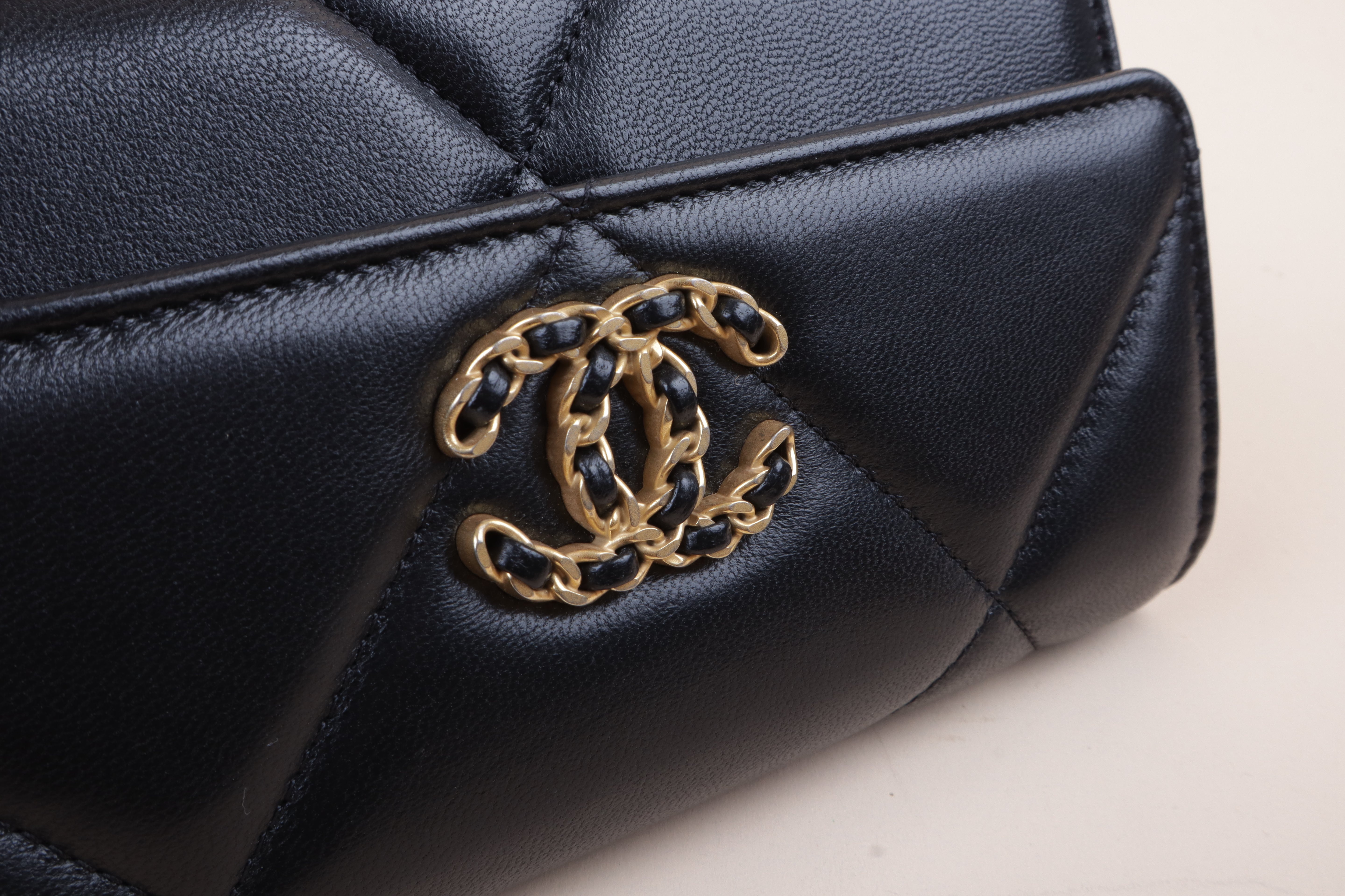 Chanel Black 19 Flap Wallet