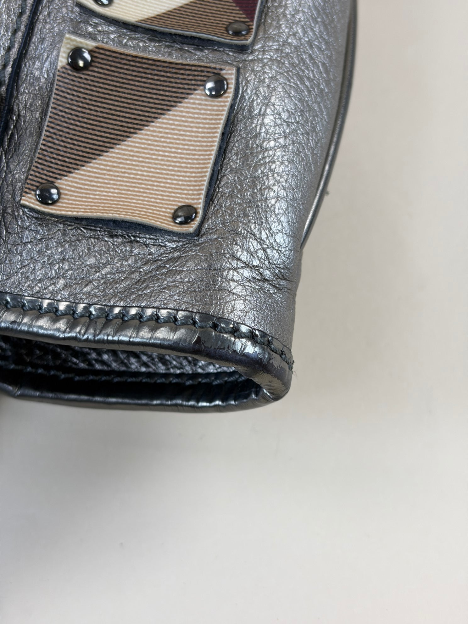 BURBERRY studded brook warrior nova check canvas