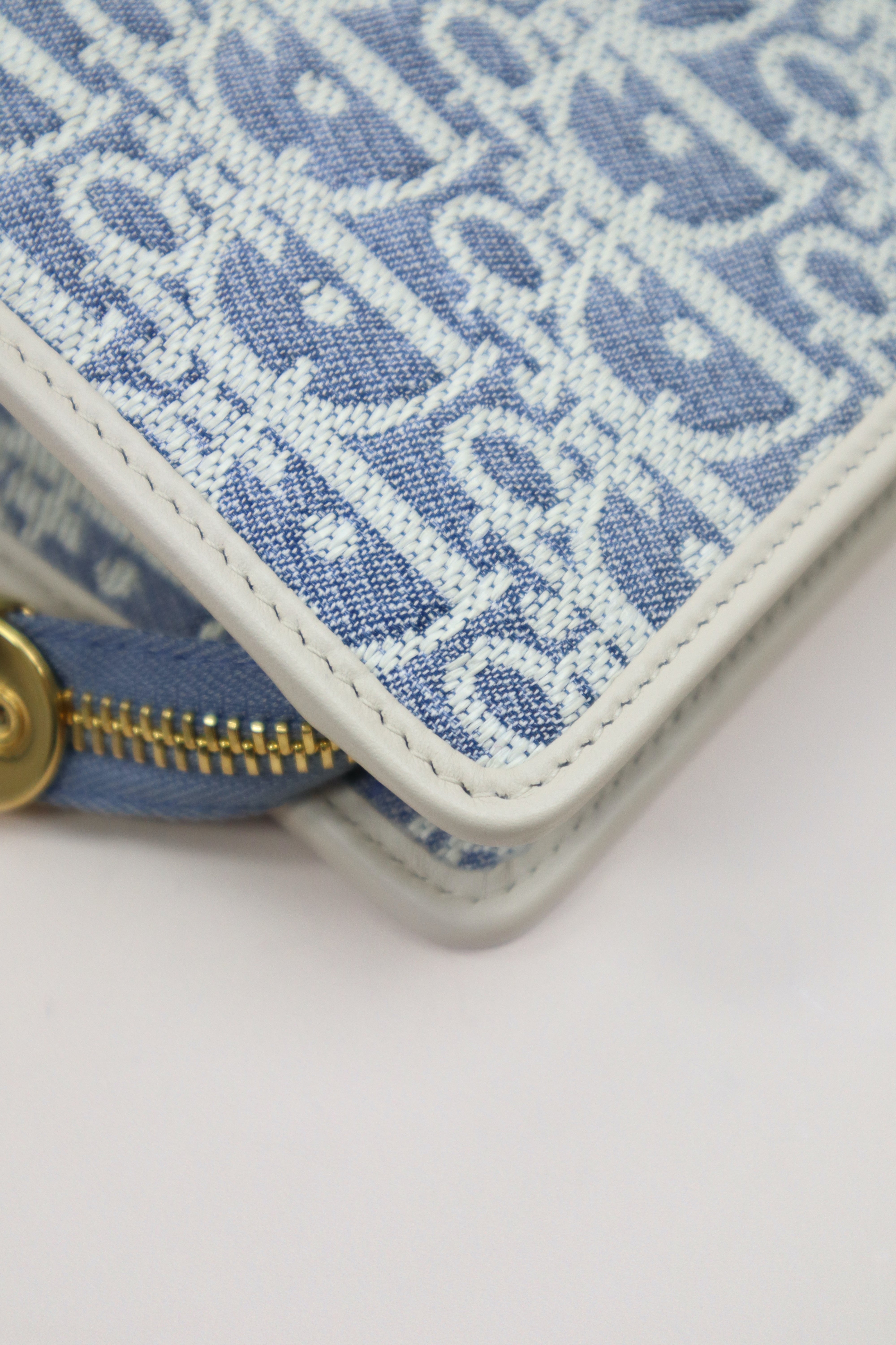 Christian Dior Blue Montaigne Oblique Denim Pouch