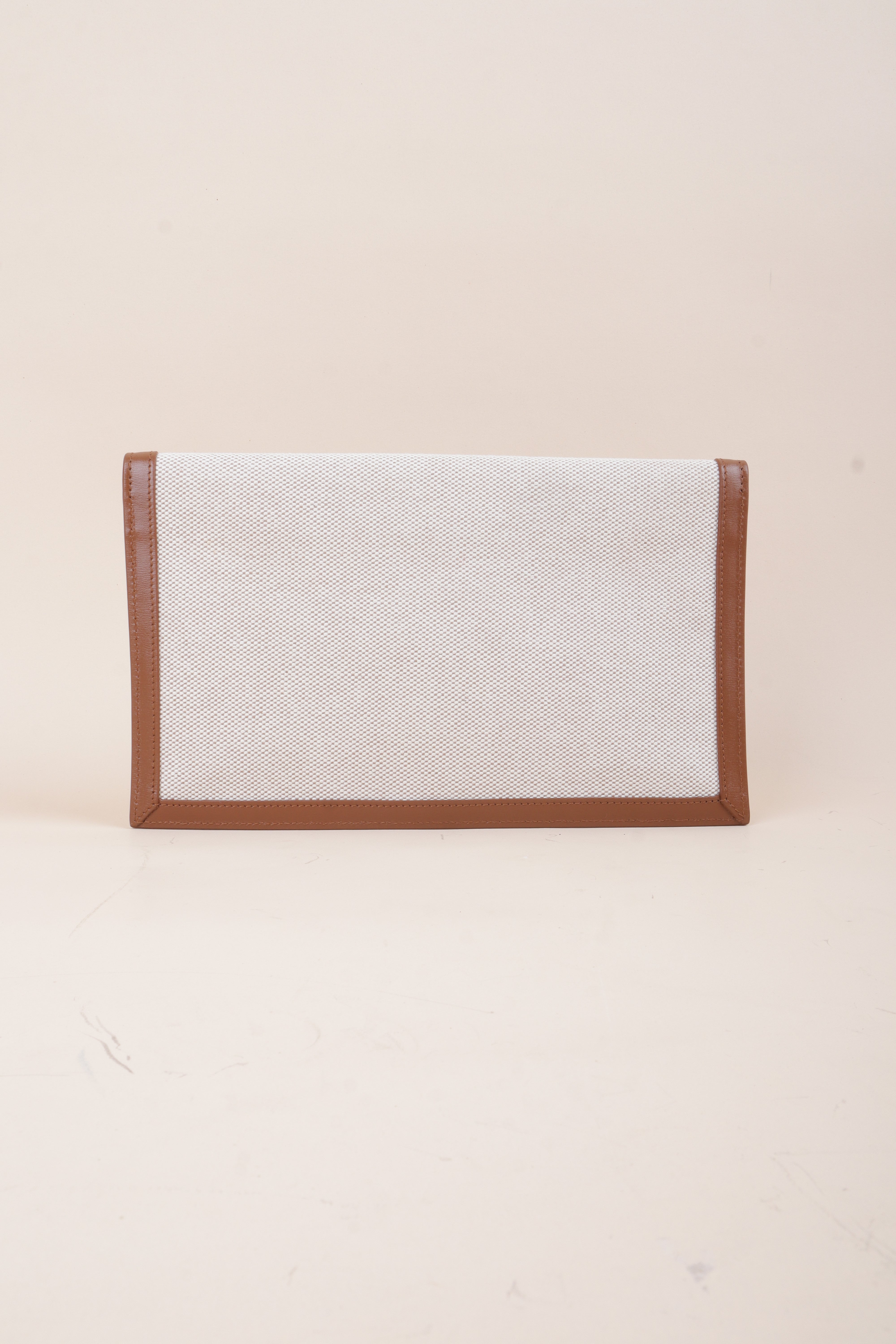 YSL Brown Raffia Uptown Flap Pouch