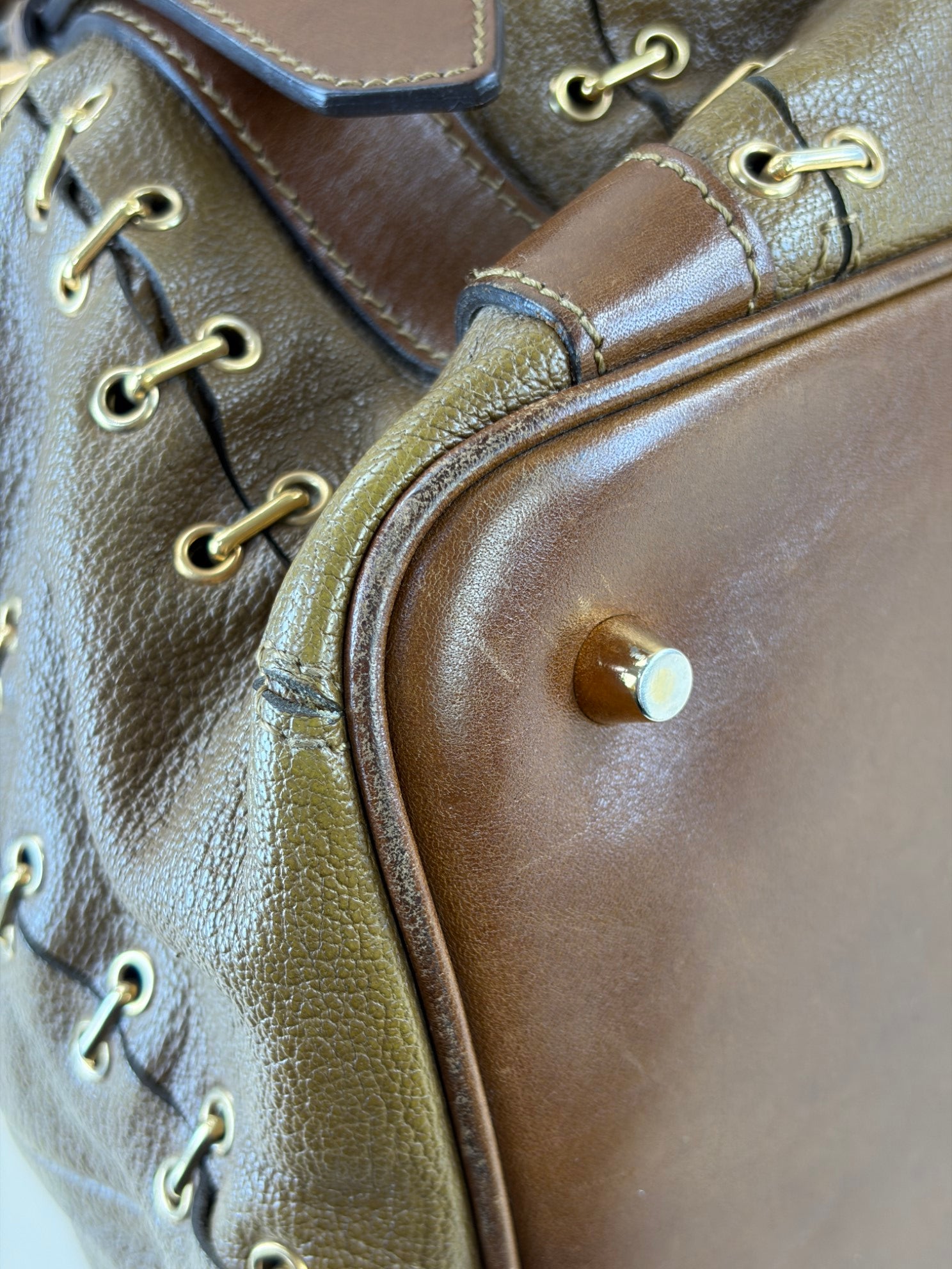 BURBERRY metal stitch large Lowry tote bag brown