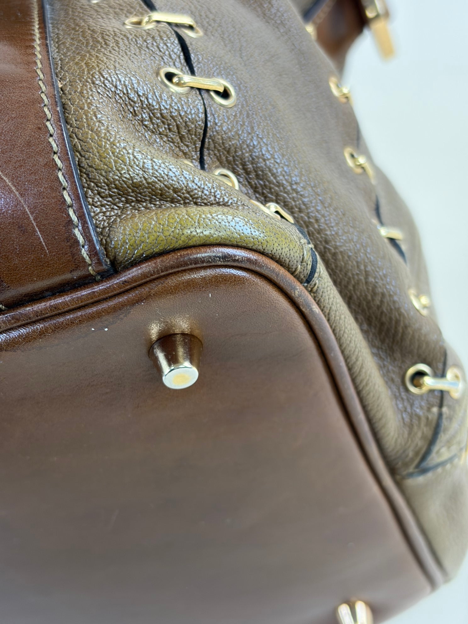 BURBERRY metal stitch large Lowry tote bag brown