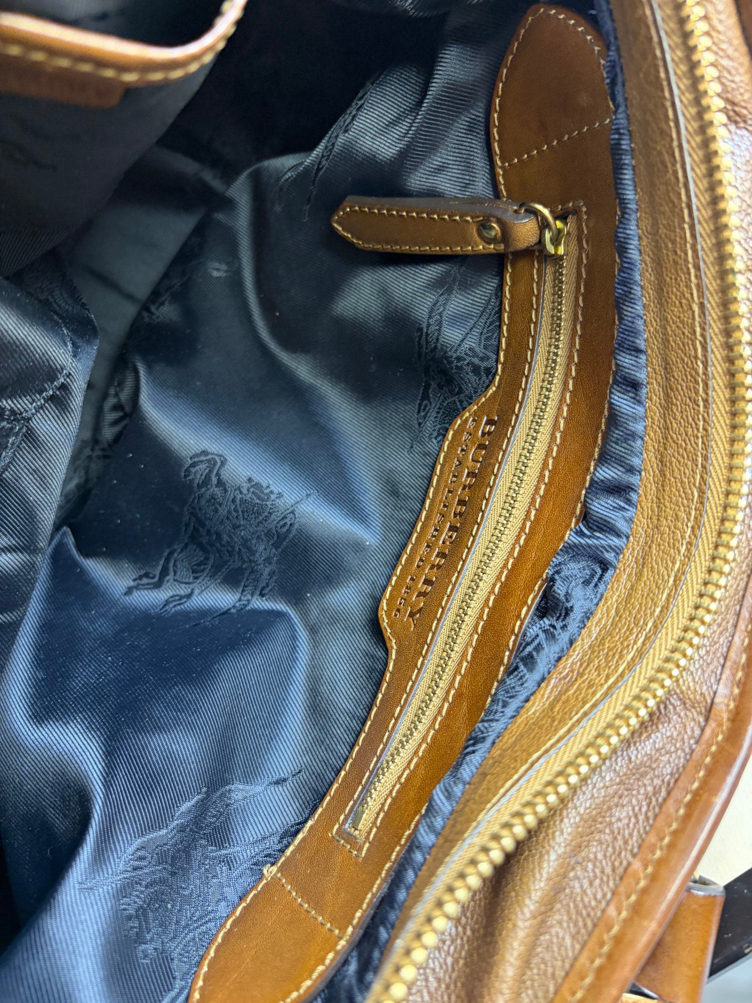 BURBERRY metal stitch large Lowry tote bag brown