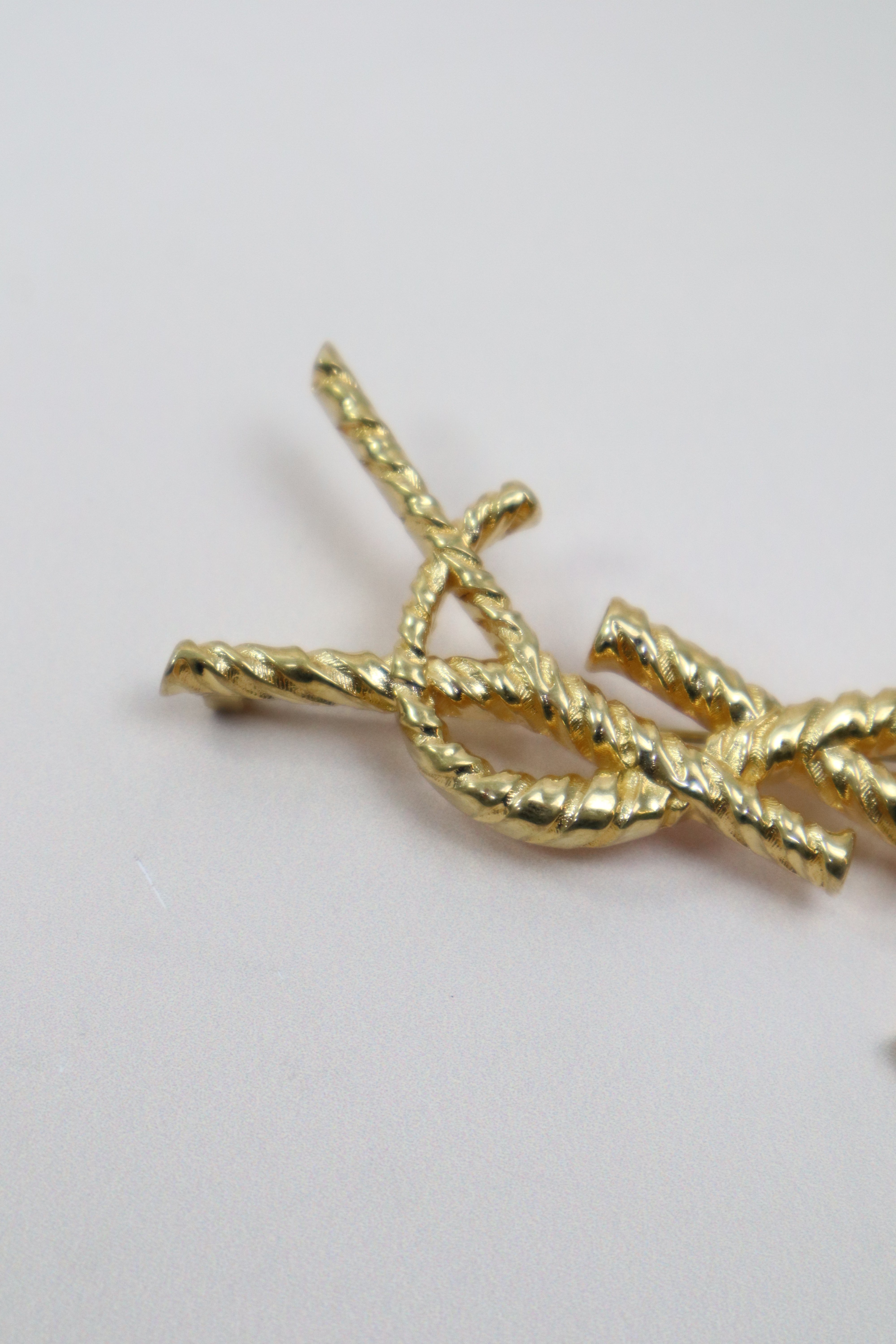 YSL Gold Logo Brooch