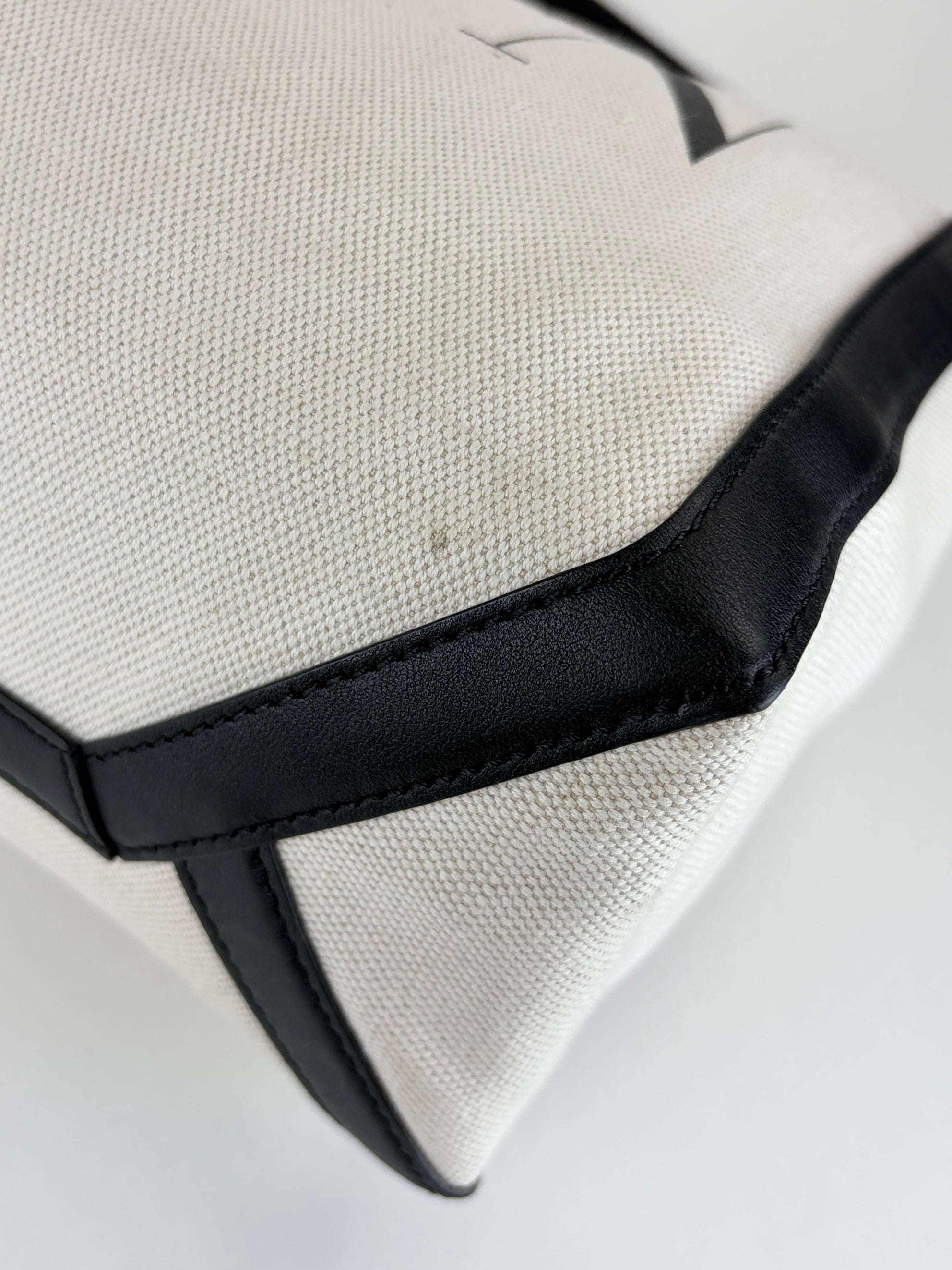 Valentino natural black canvas calfskin VLTN print small rock stud tote bag